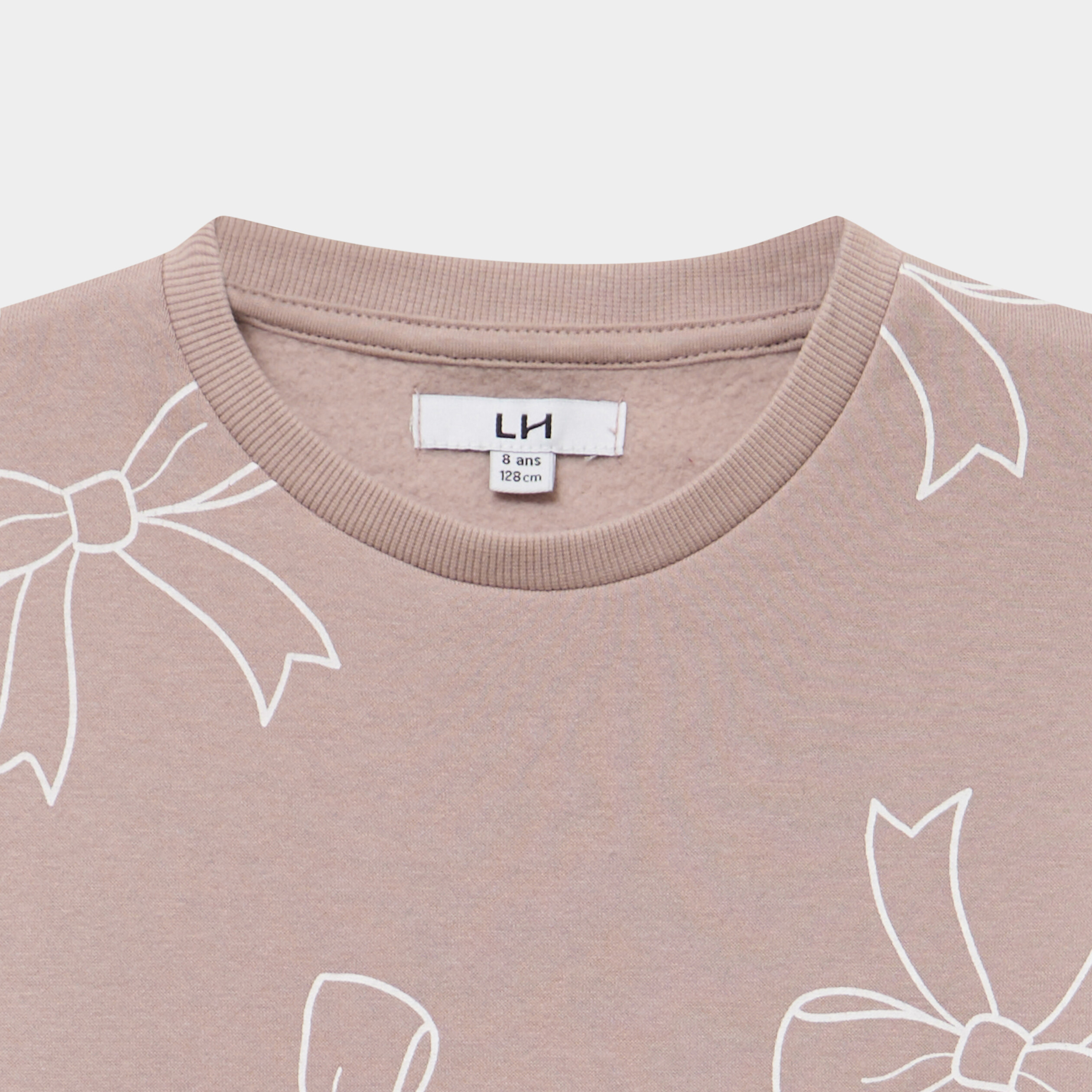 Sweat col rond manches longues taupe fille