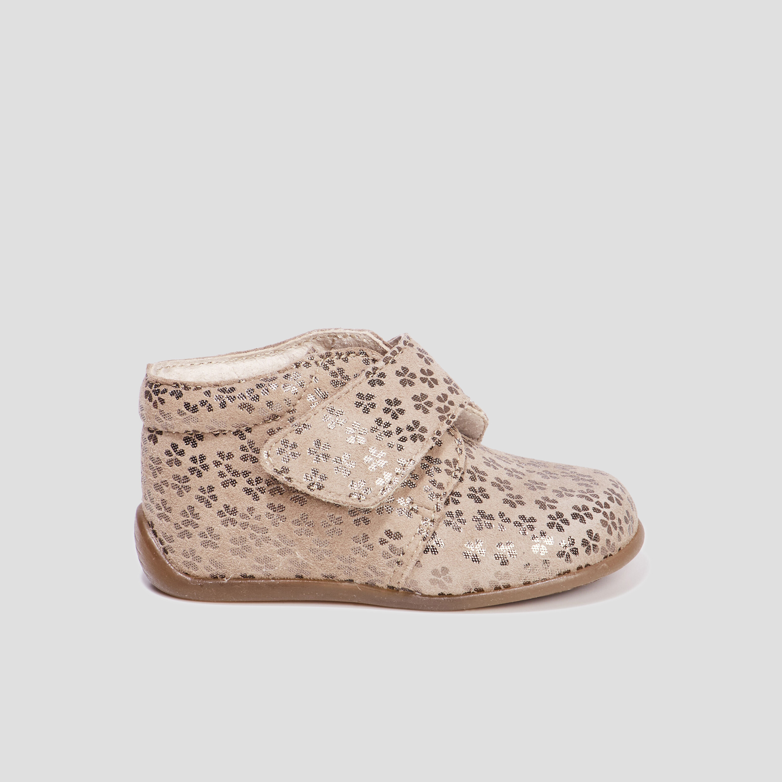 Bottillons à scratchs en cuir marron bébé fille