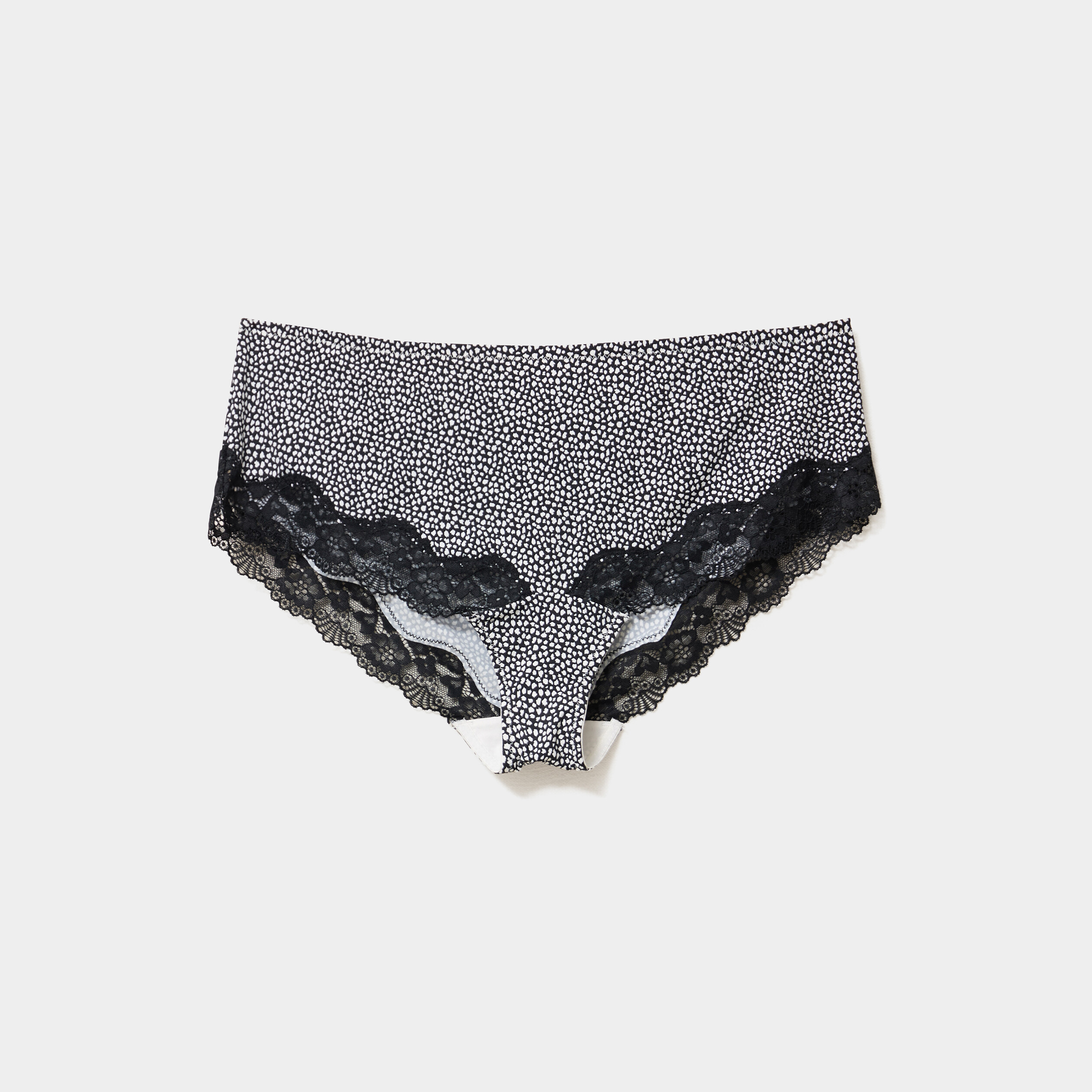 Shorty microfibre empi&egrave;cements dentelle noir femme grande taille