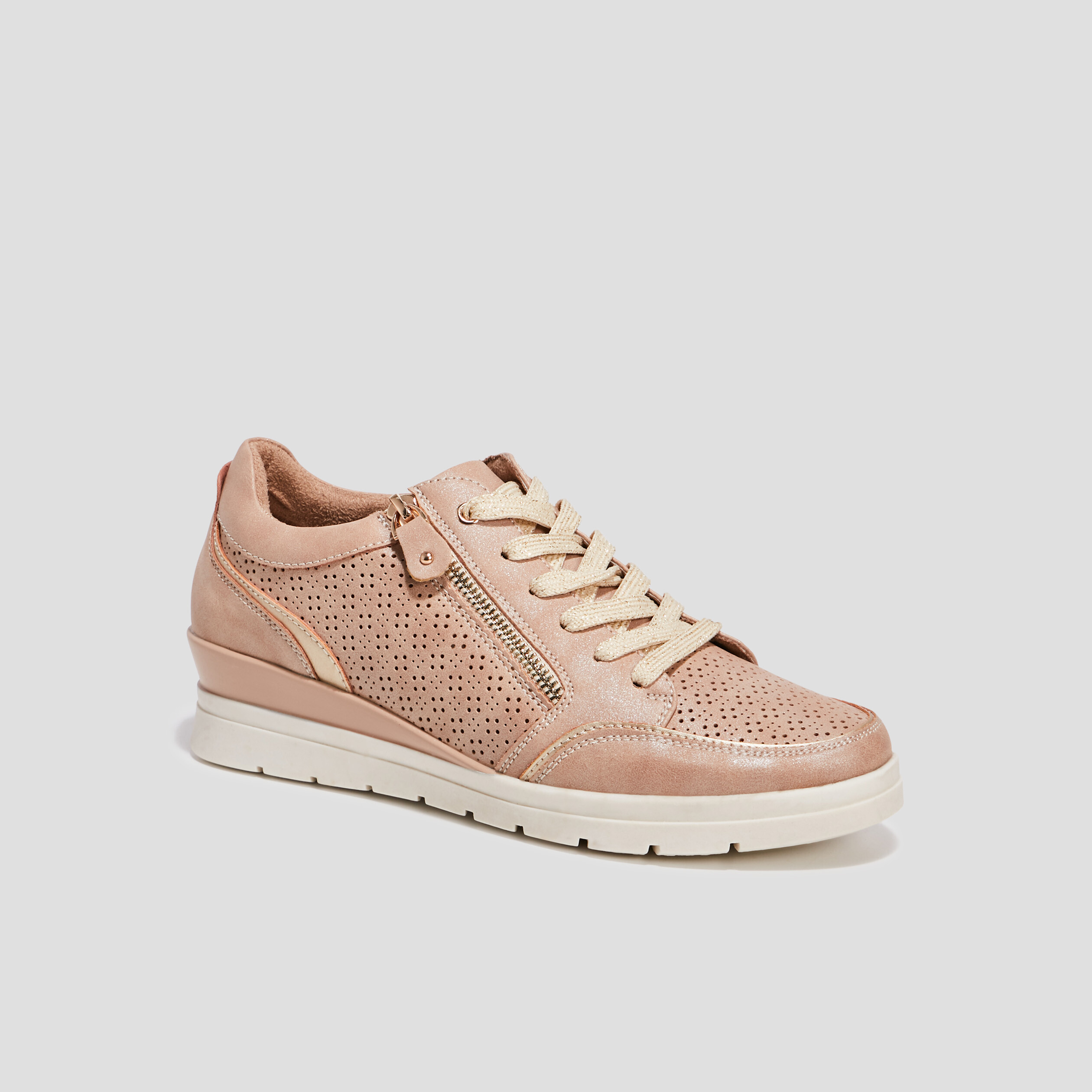 Tennis &agrave; lacets zipp&eacute;es rose femme