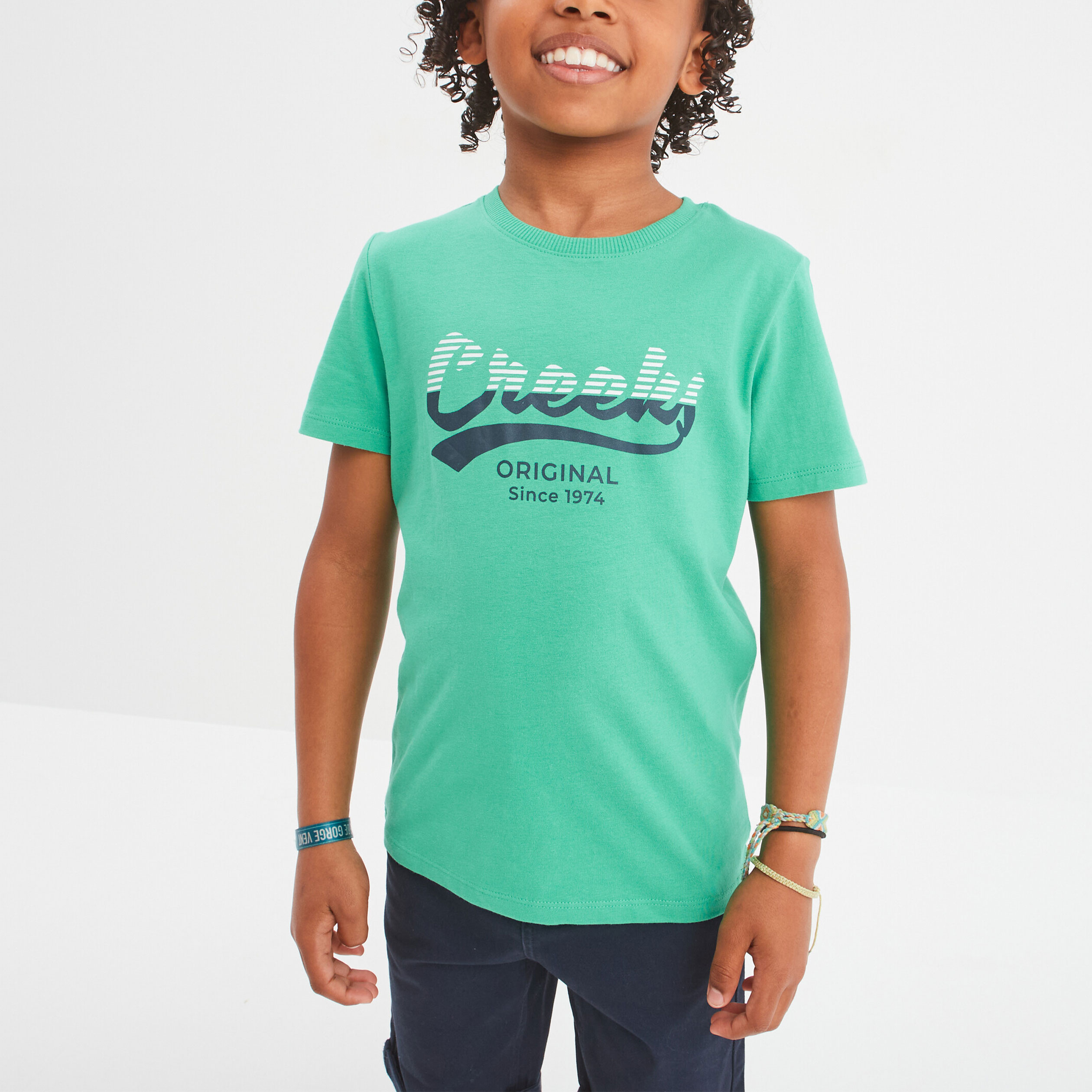 T-shirt col rond manches courtes Creeks vert garçon