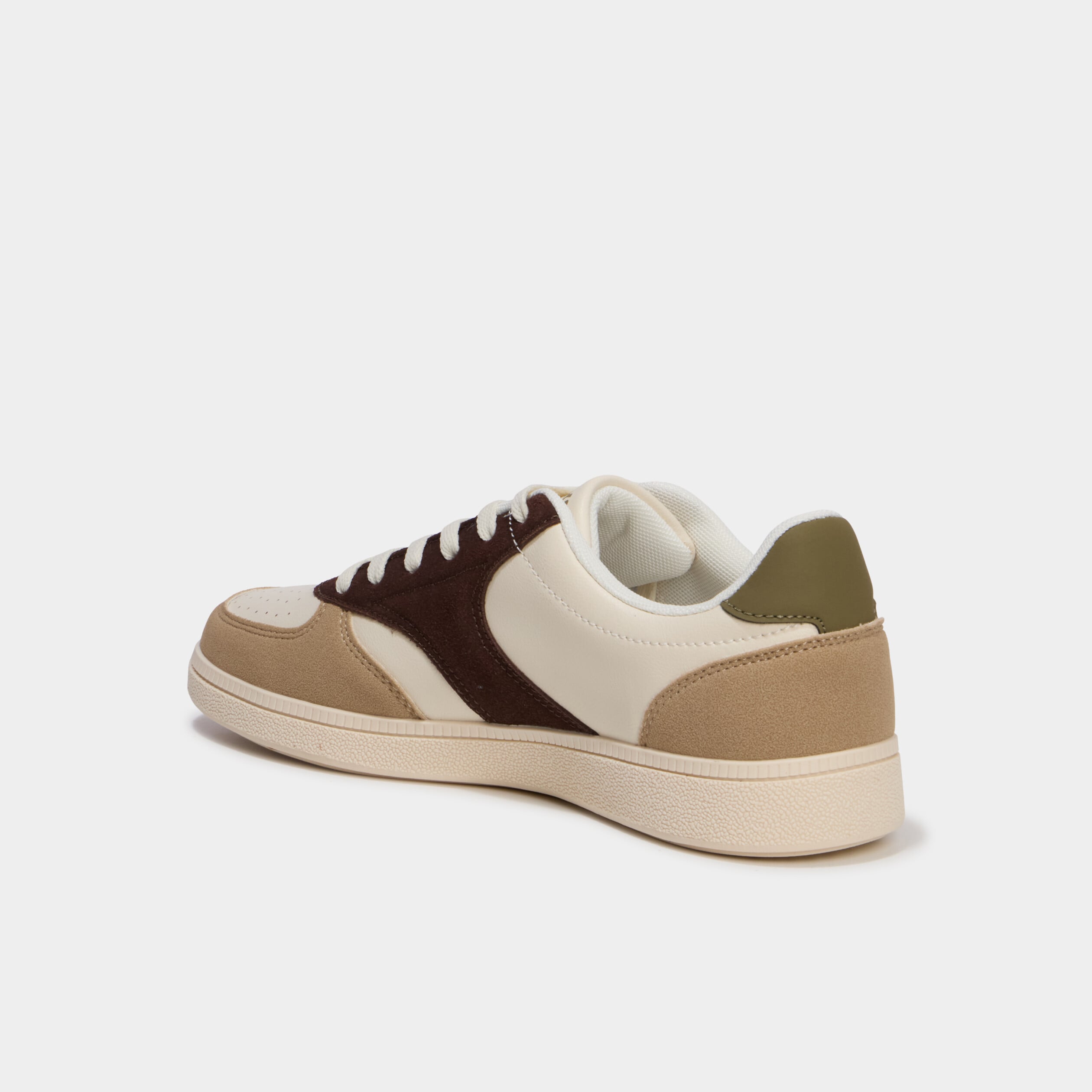 Baskets basses &agrave; lacets vert kaki femme