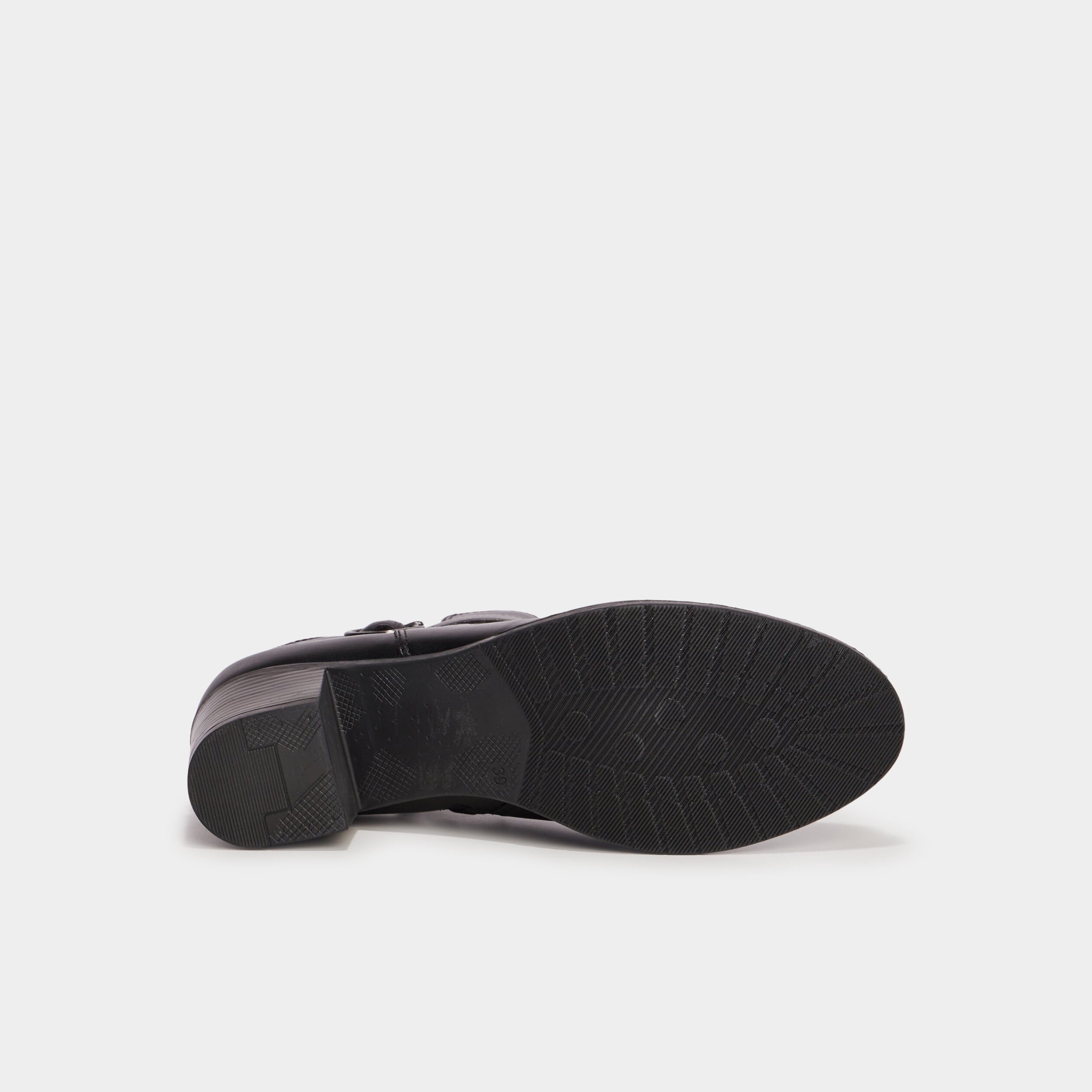 Bottines avec boucles en cuir noir femme