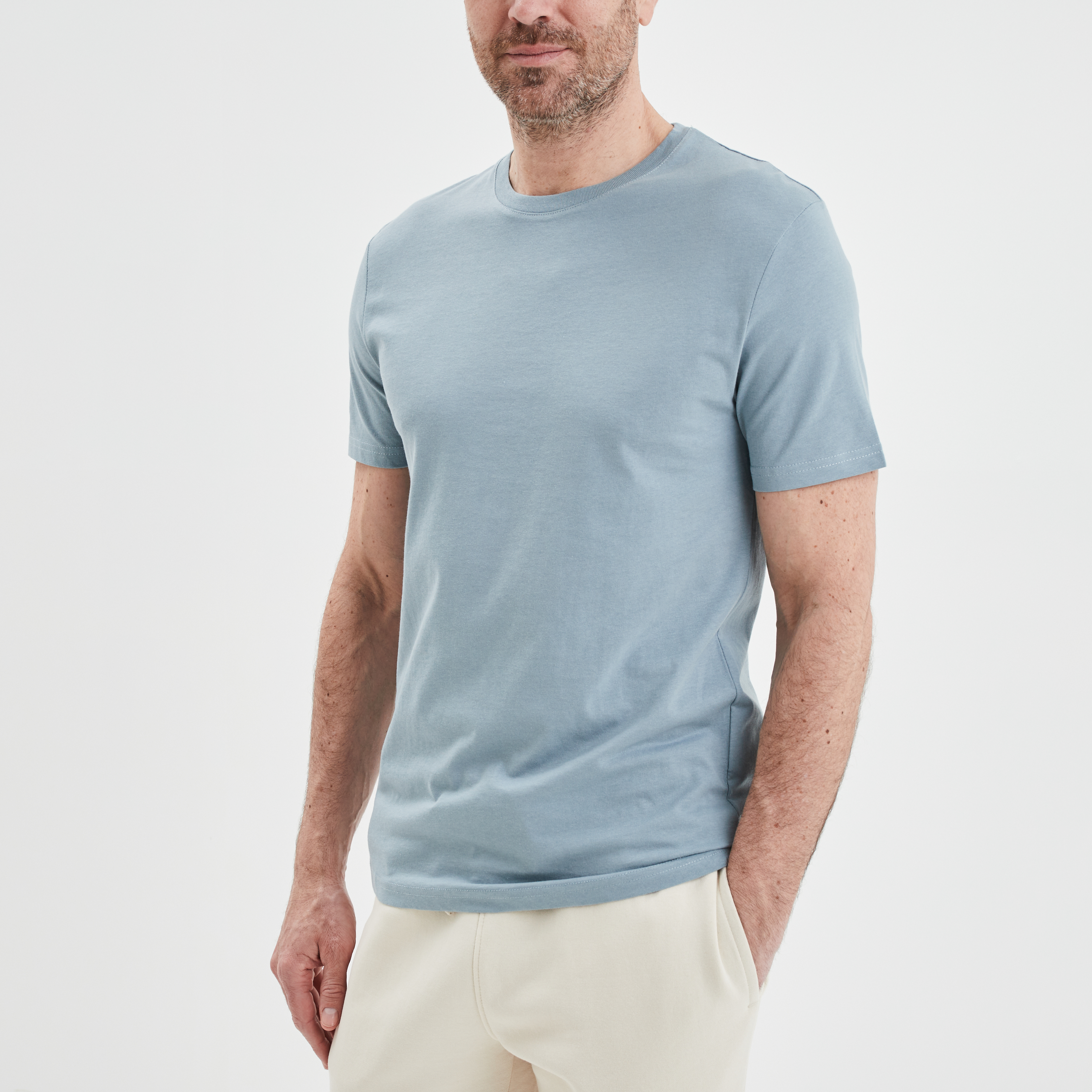 T-shirt droit en coton manches courtes gris homme