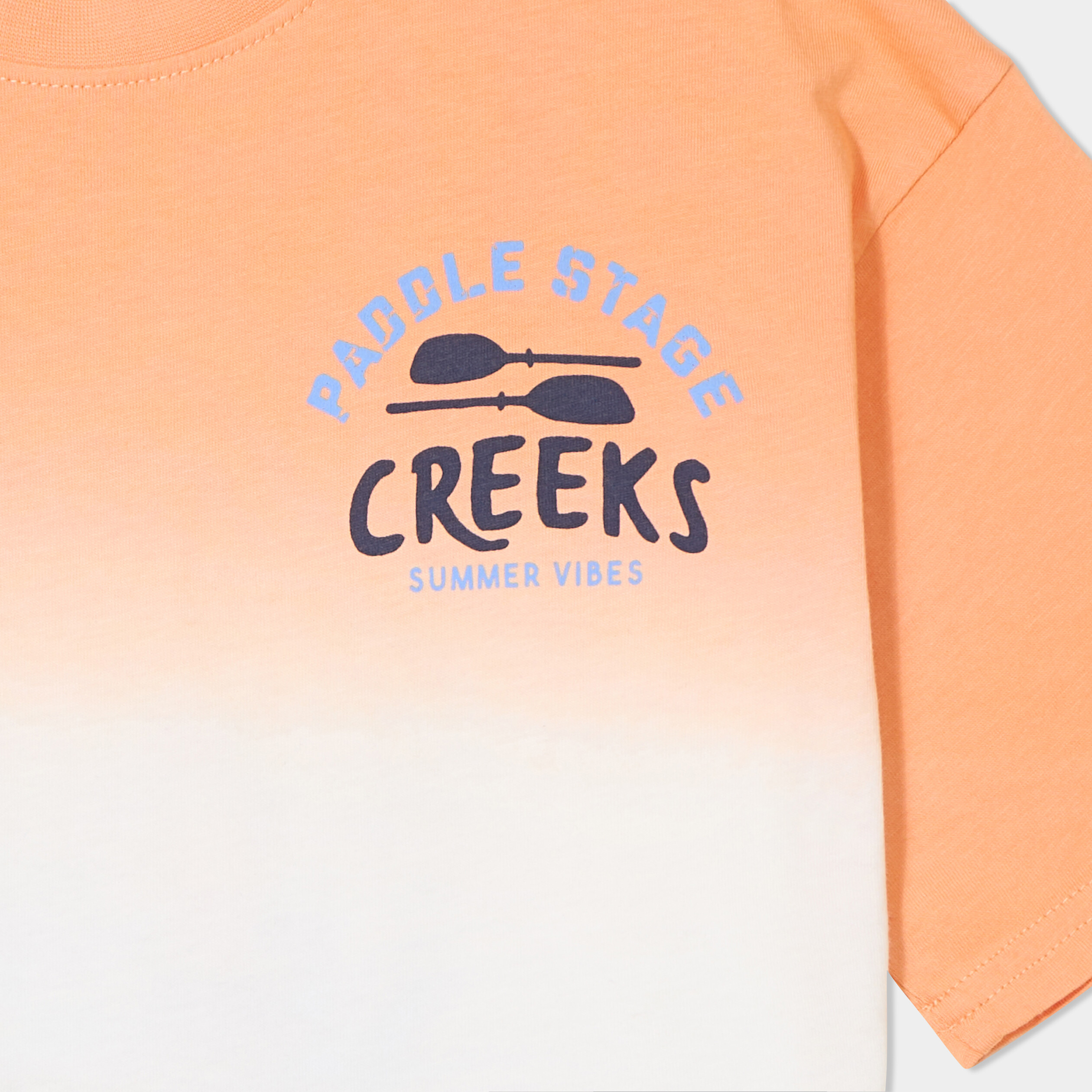 T-shirt droit manches courtes coton orange gar&ccedil;on