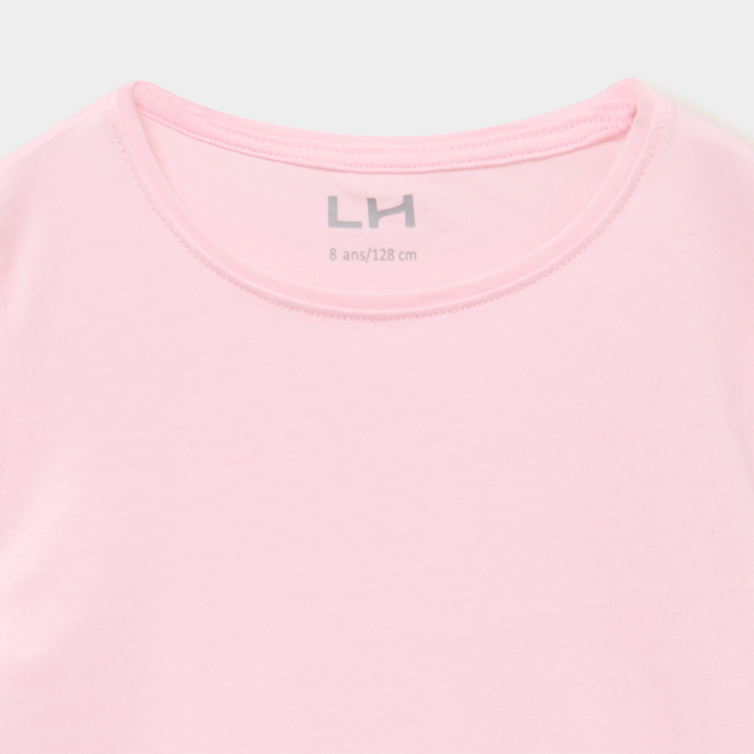 T-shirt manches courtes en coton rose clair fille