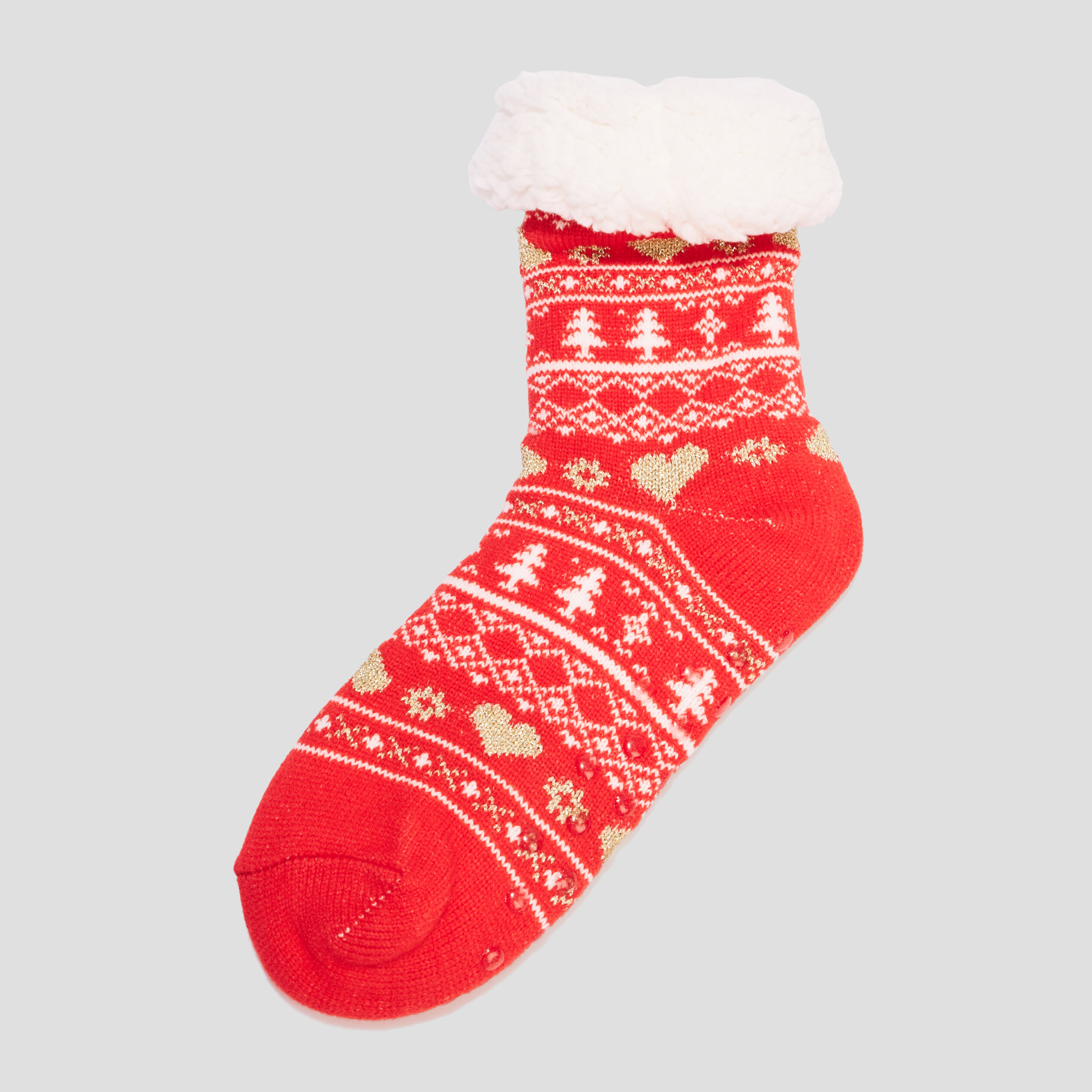 Chaussettes d'intérieur de Noël rouge femme