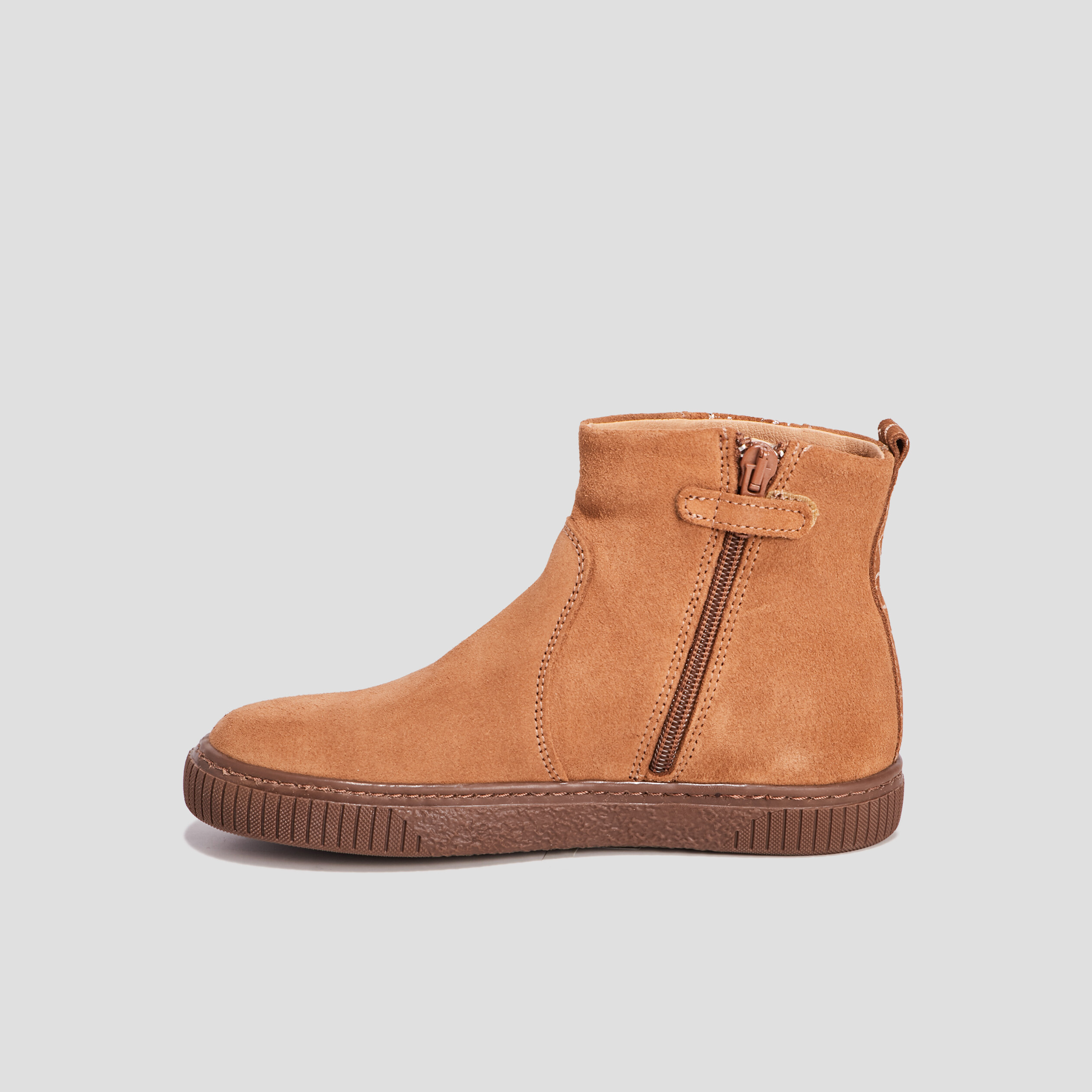 bottines zippees en cuir camel fille Bottines zippées en cuir camel fille
