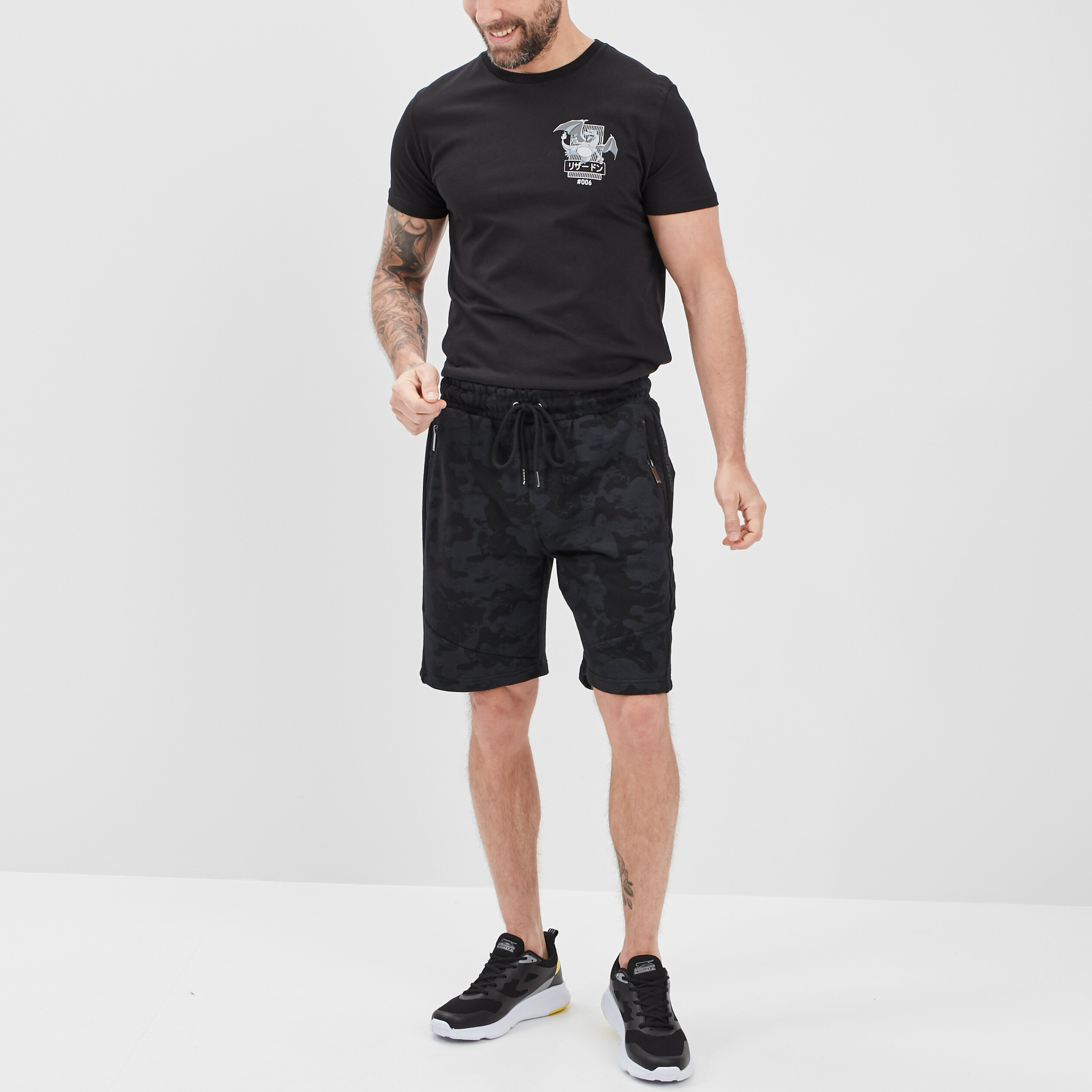 Short jogging droit à coulisse noir homme