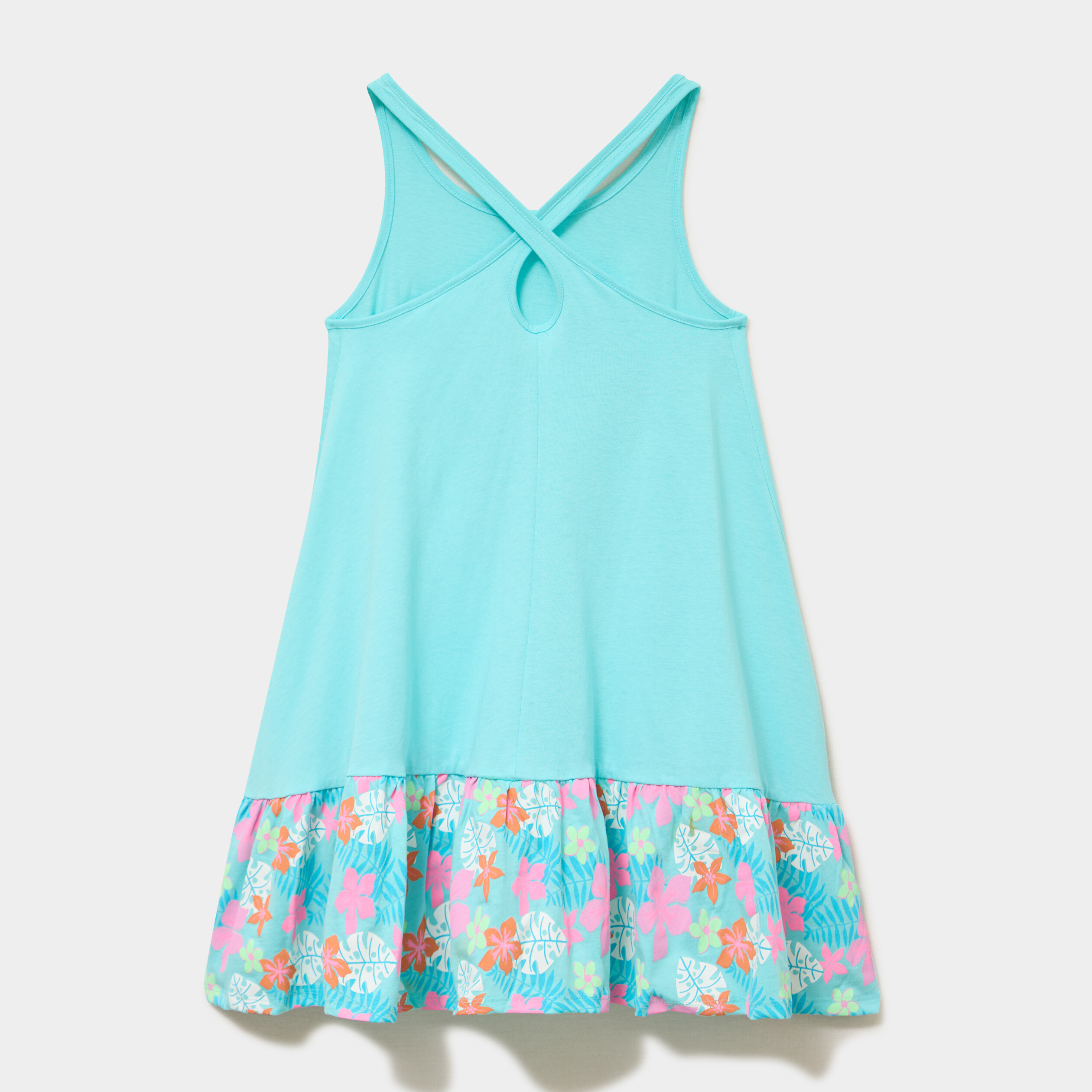Robe sans manches &eacute;vas&eacute;e coton Vaiana bleu turquoise fille