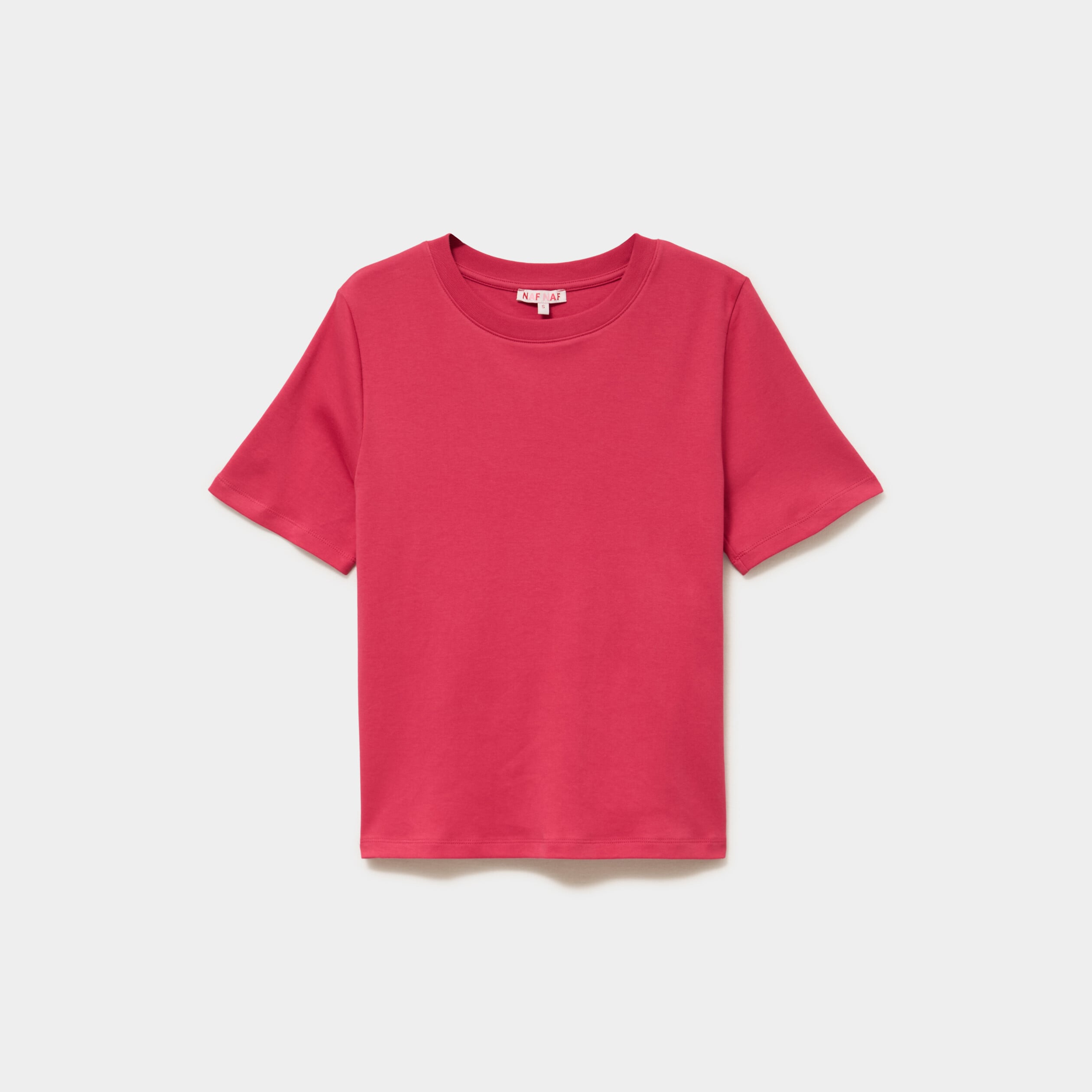 T-shirt manches courtes col rond coton rose cerise femme