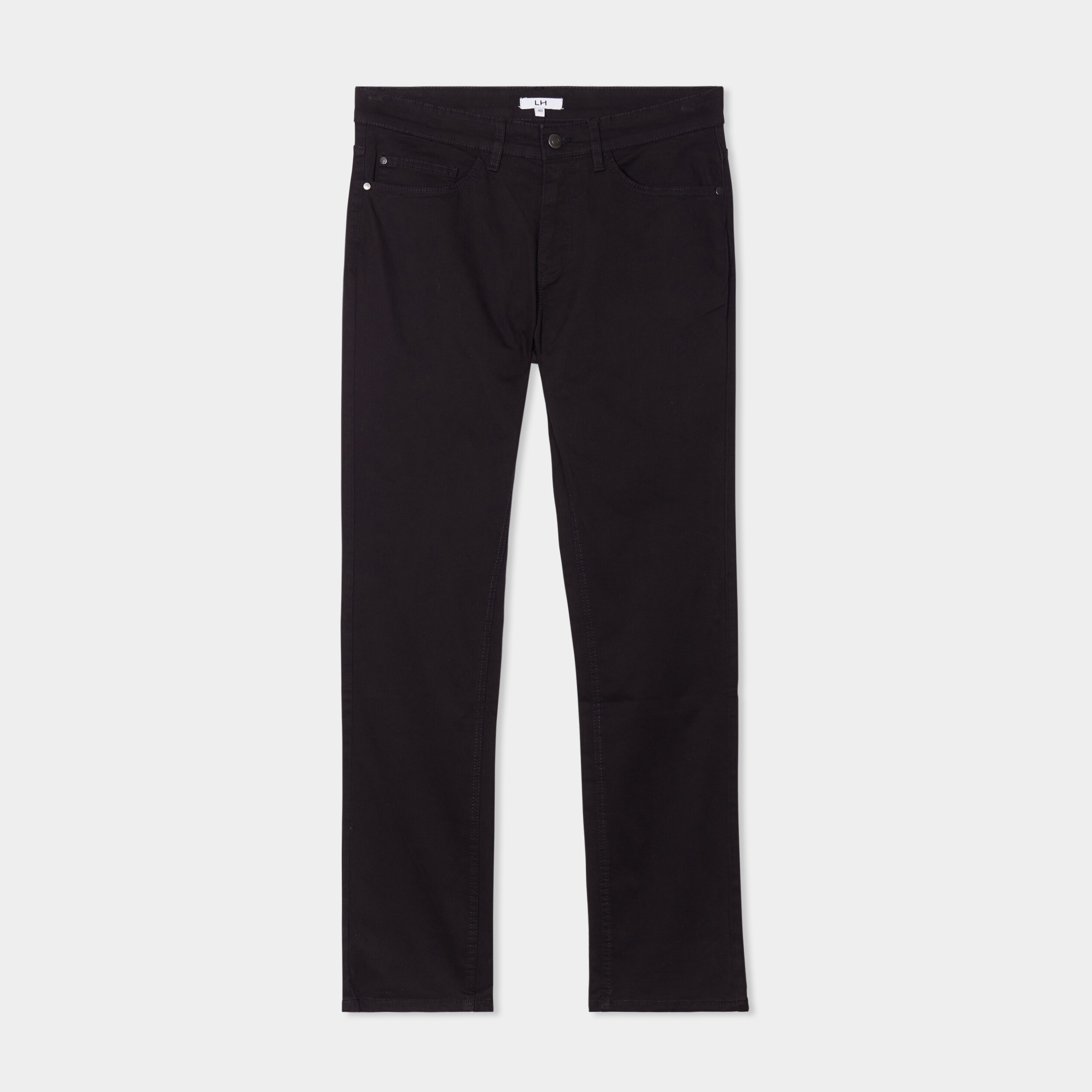 Pantalon droit en coton stretch noir homme