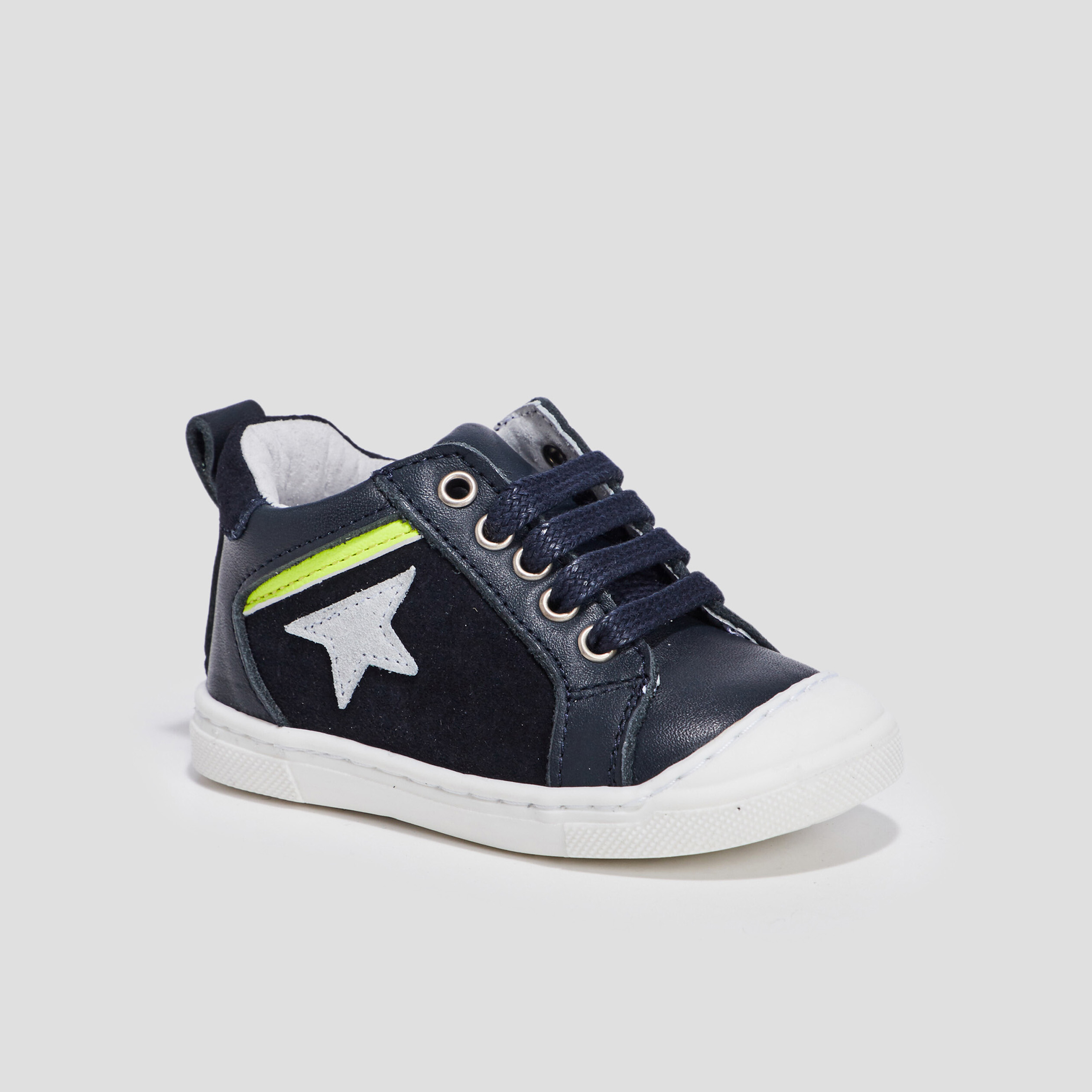 Bottillons en cuir bleu marine bébé garçon