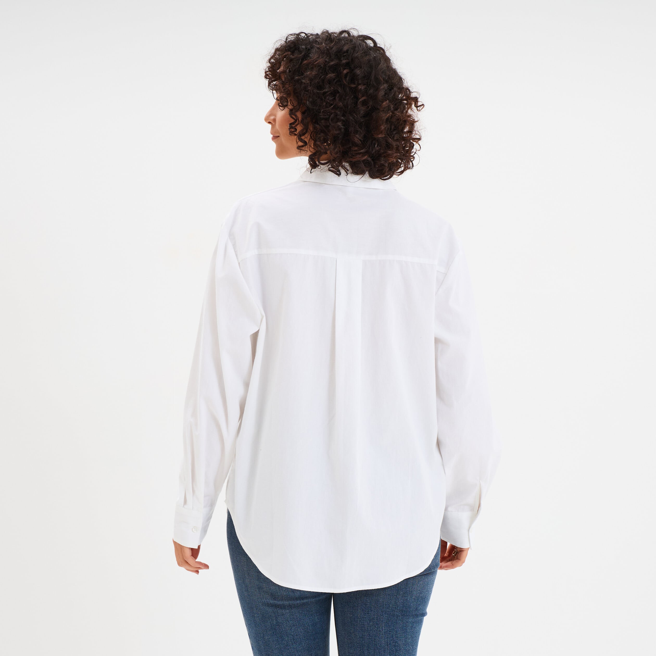 Chemise oversize 1 poche coton blanc femme