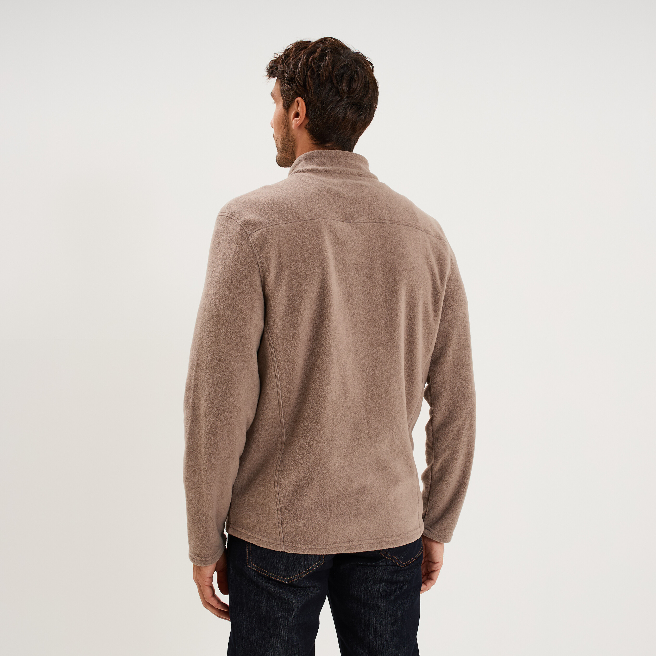 Gilet polaire zipp&eacute; manches longues gris homme