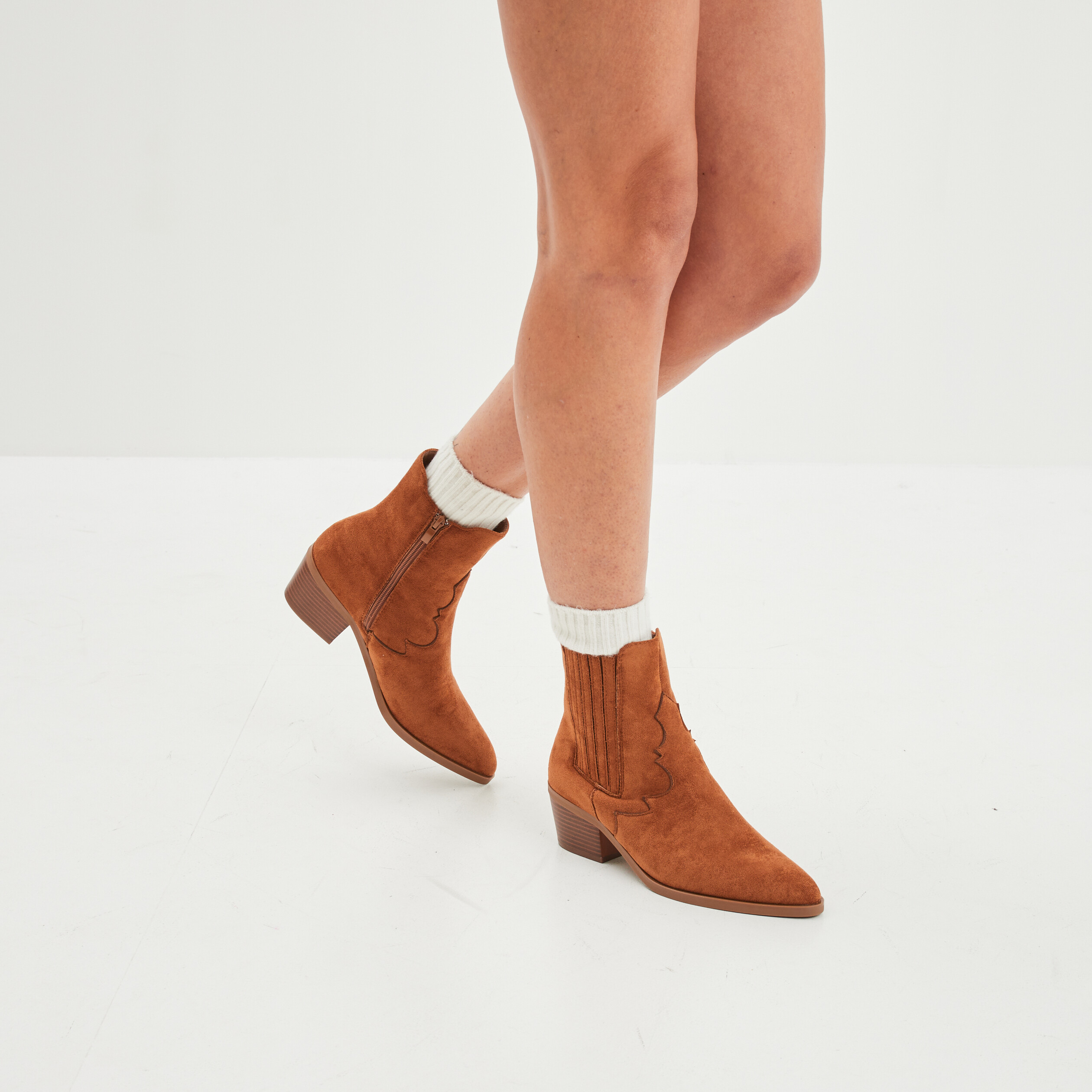 Bottine chaussette 2025 marron