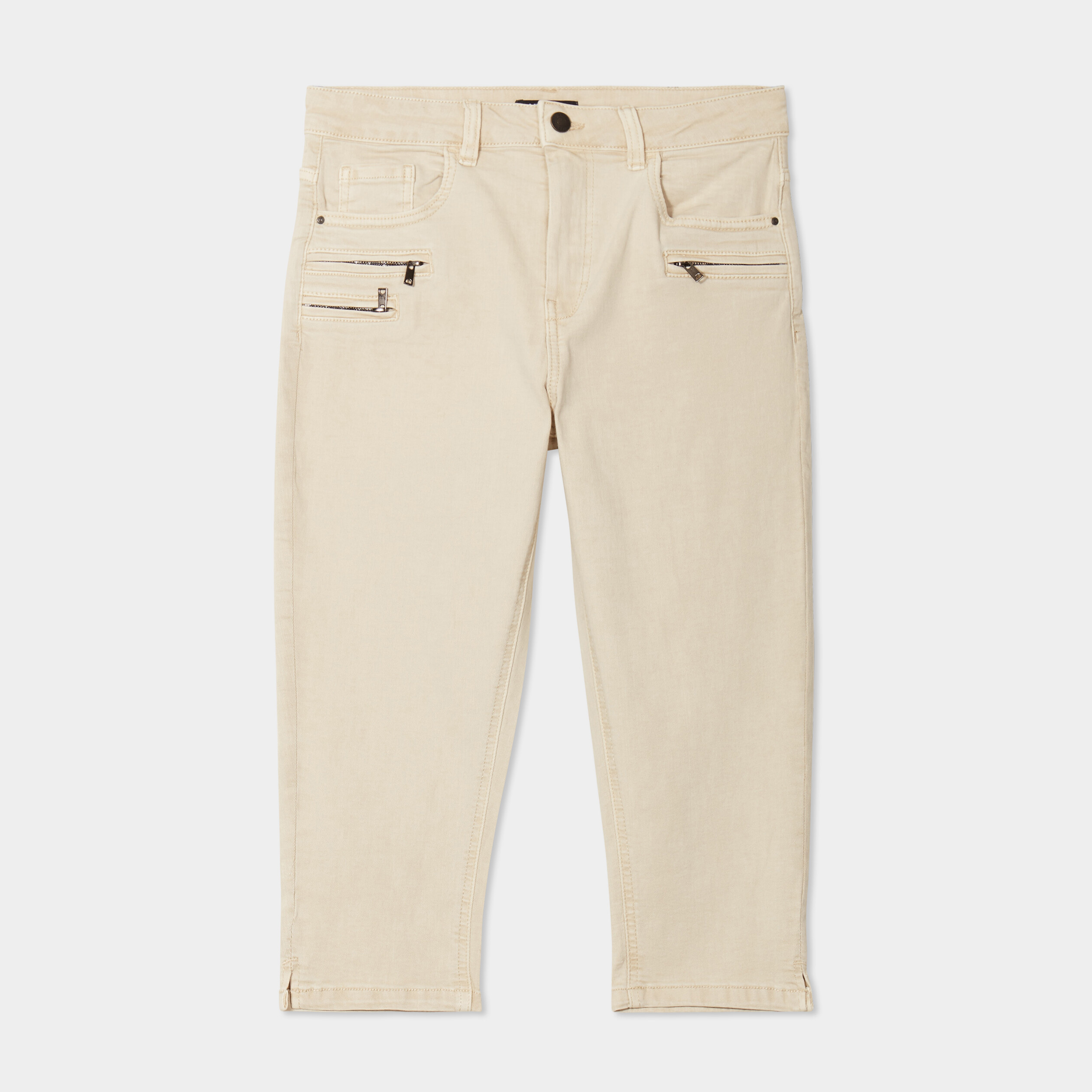 pantacourt slim details zippes liberto ecru femme Pantacourt slim détails zippés Liberto ecru femme