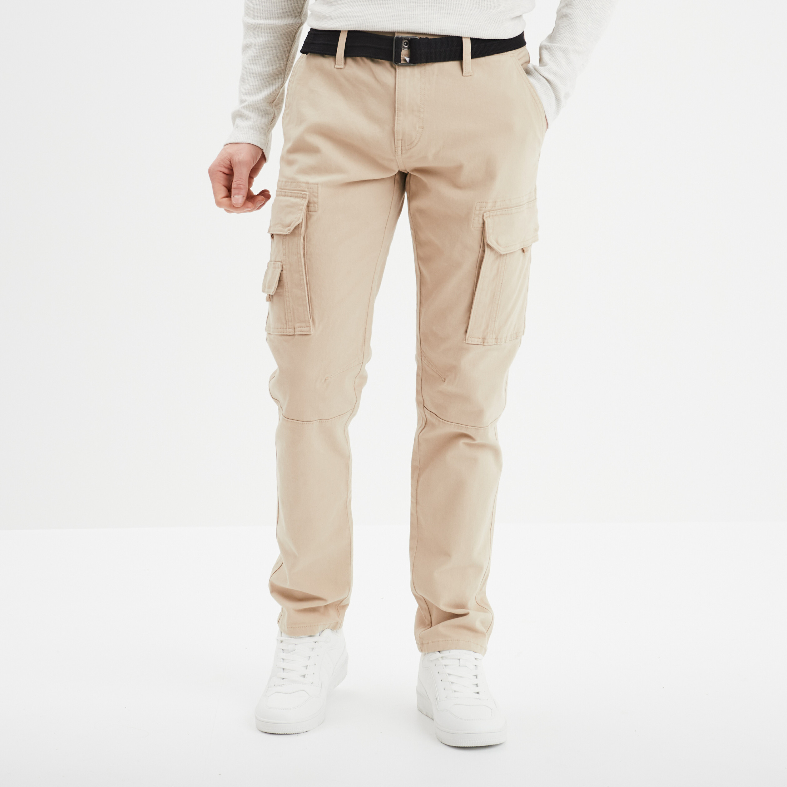 pantalon cargo ceinture trappeur marron cognac homme Pantalon cargo ceinturé Trappeur marron cognac homme