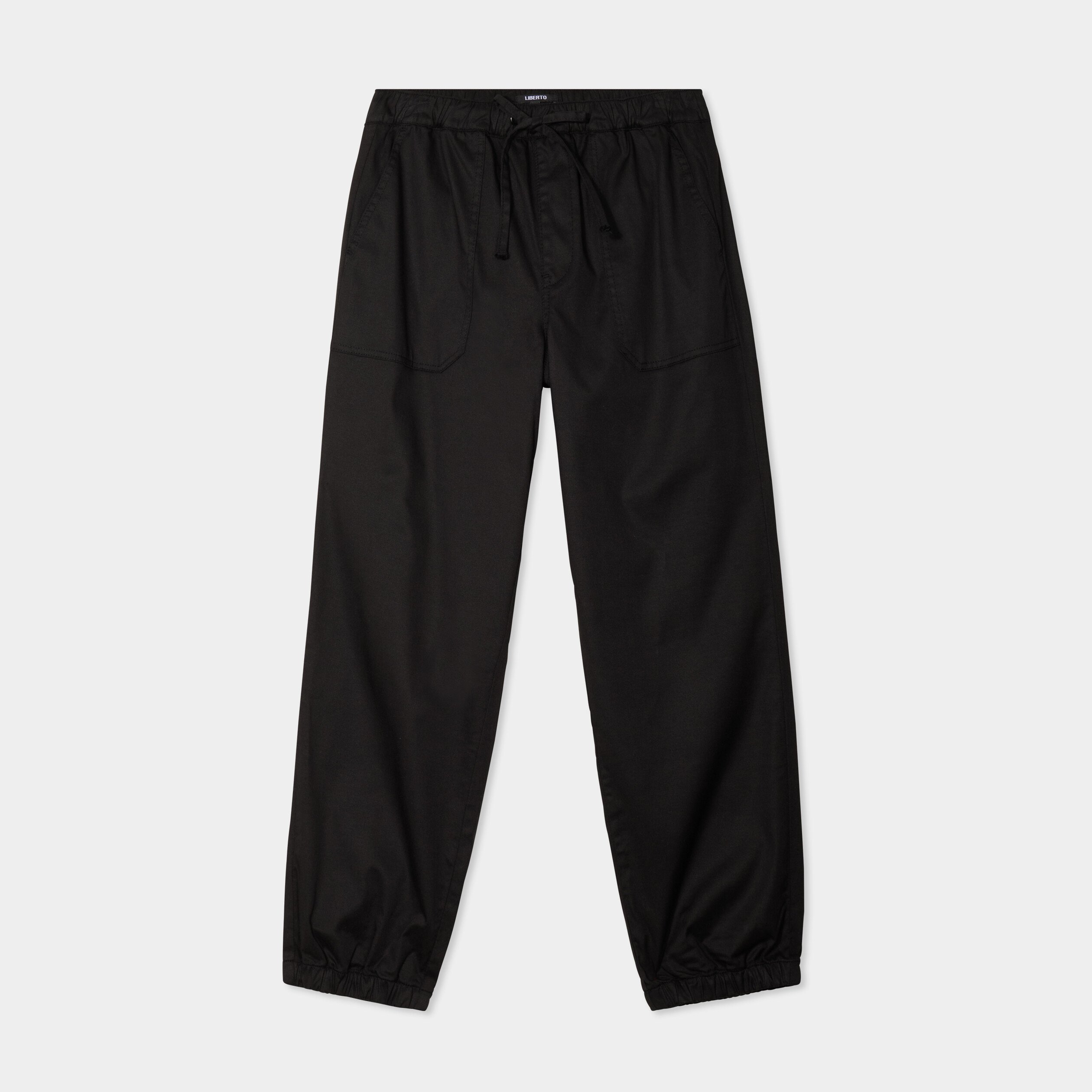 pantalon droit battle taille elastiquee noir femme Pantalon droit battle taille élastiquée noir femme
