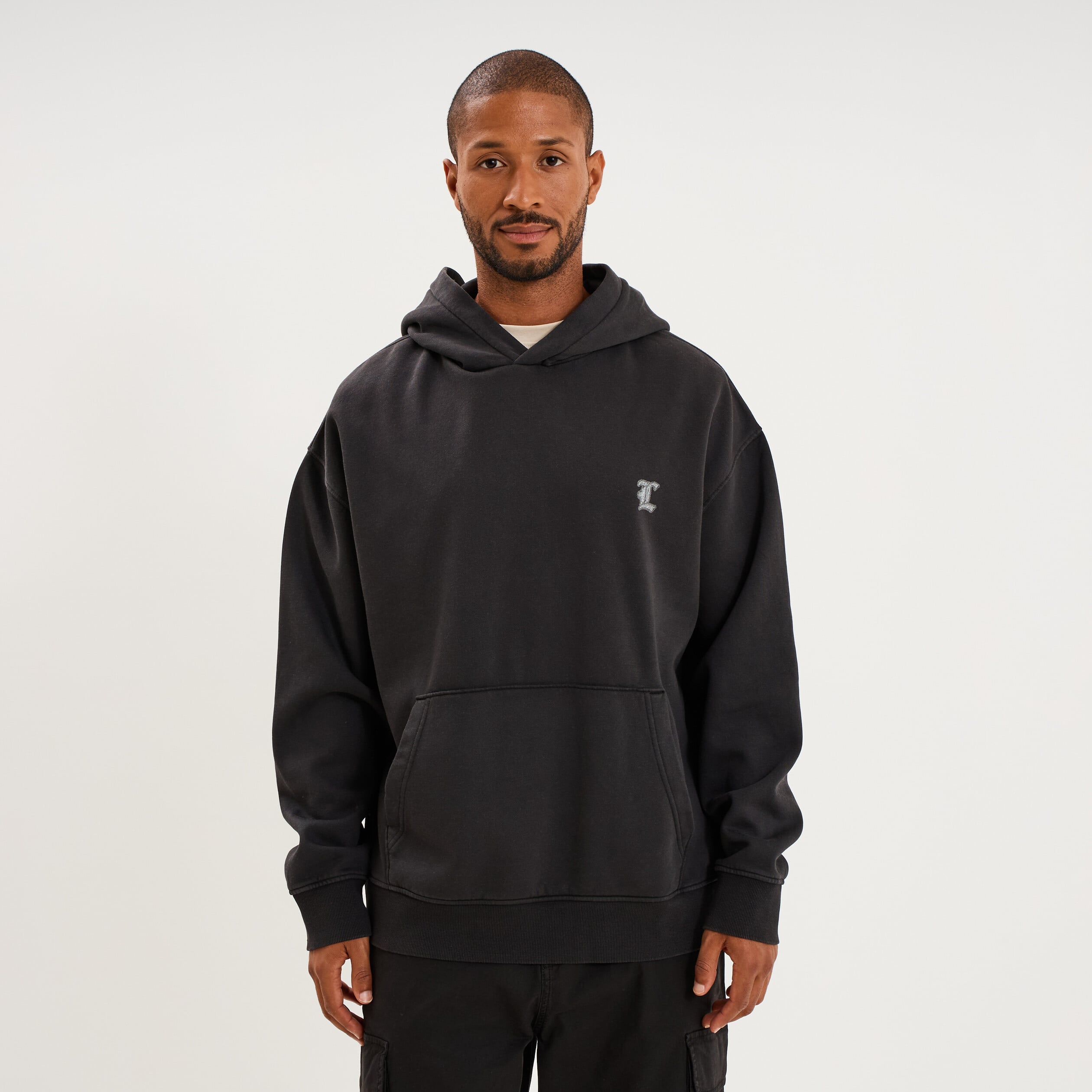 Sweat hoodie 1 poche &agrave; capuche gris fonc&eacute; homme