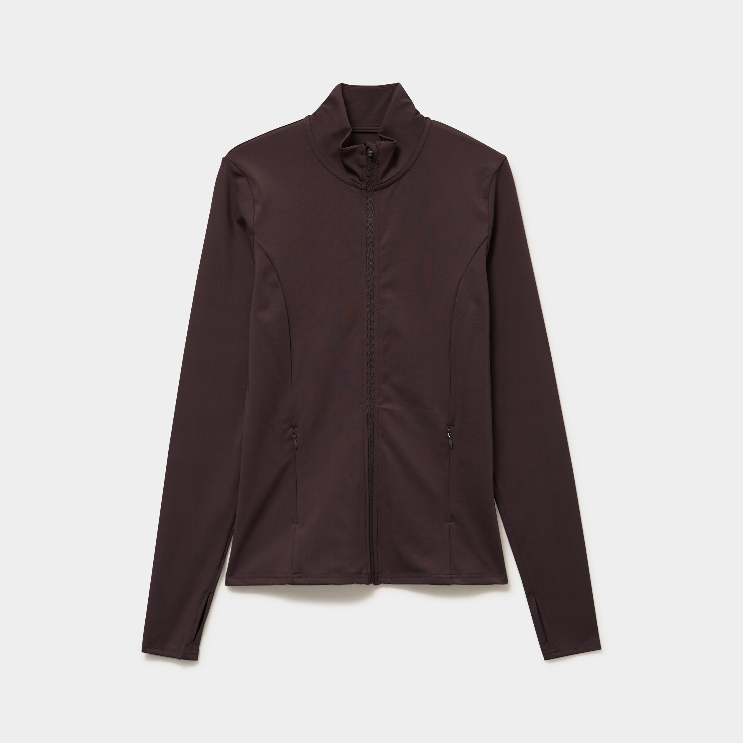 Veste de sport ajust&eacute;e avec fermeture marron fonc&eacute; femme