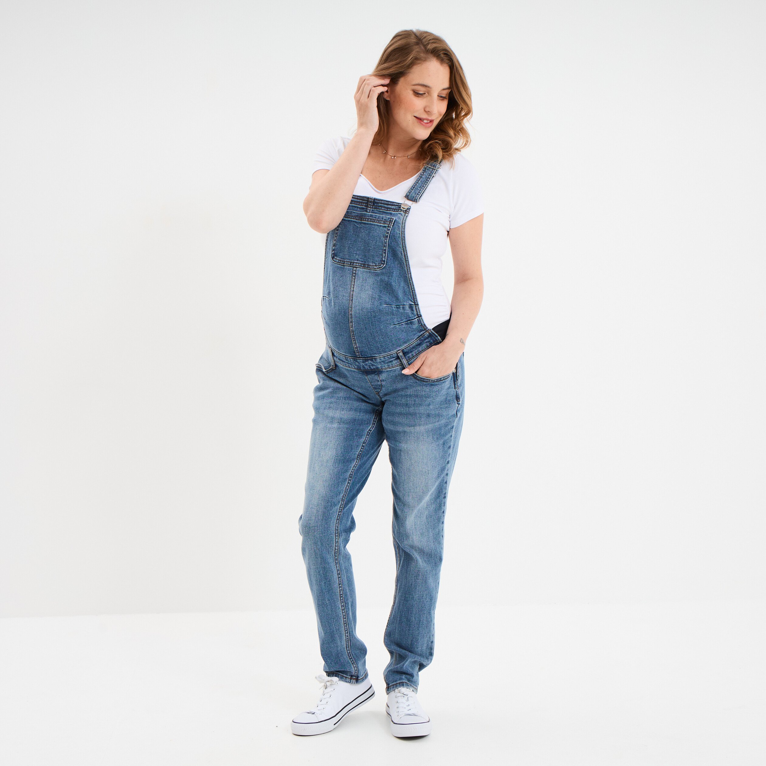 Salopette en jean de grossesse denim stone femme maternité