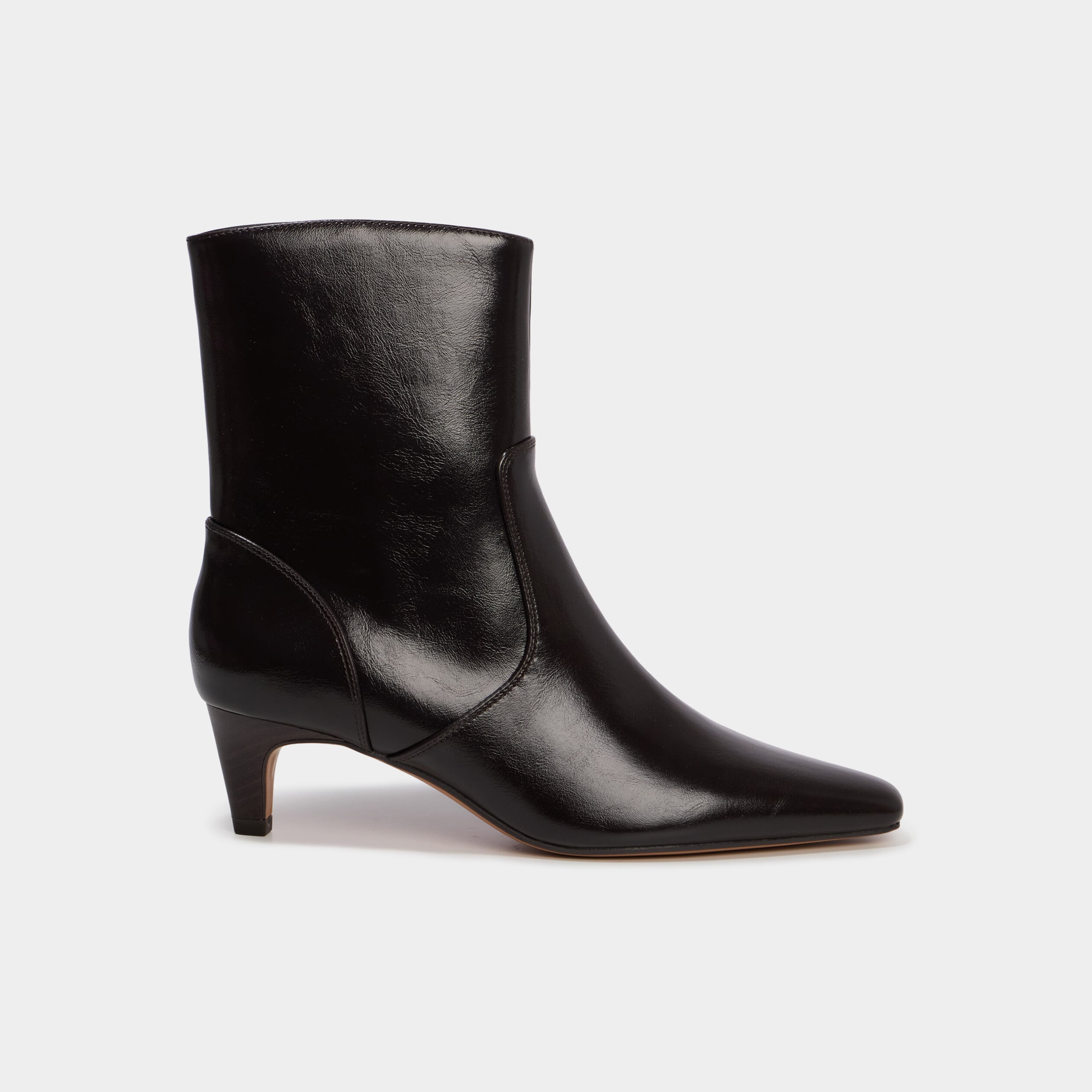 Bottines kitten heel zipp&eacute;es bordeaux femme