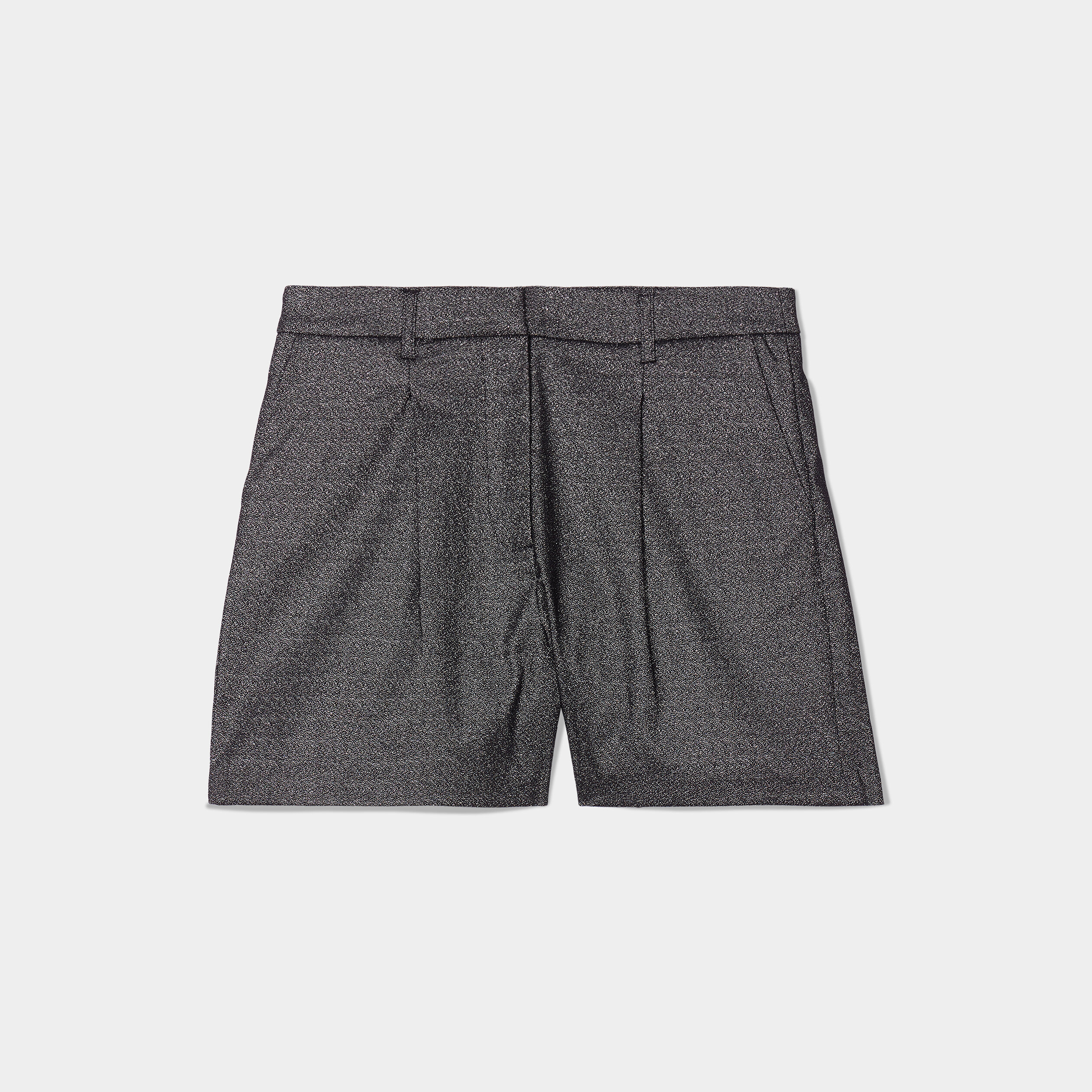 short fils metallises droit taille haute gris argent femme Short fils métallisés droit taille haute gris argent femme