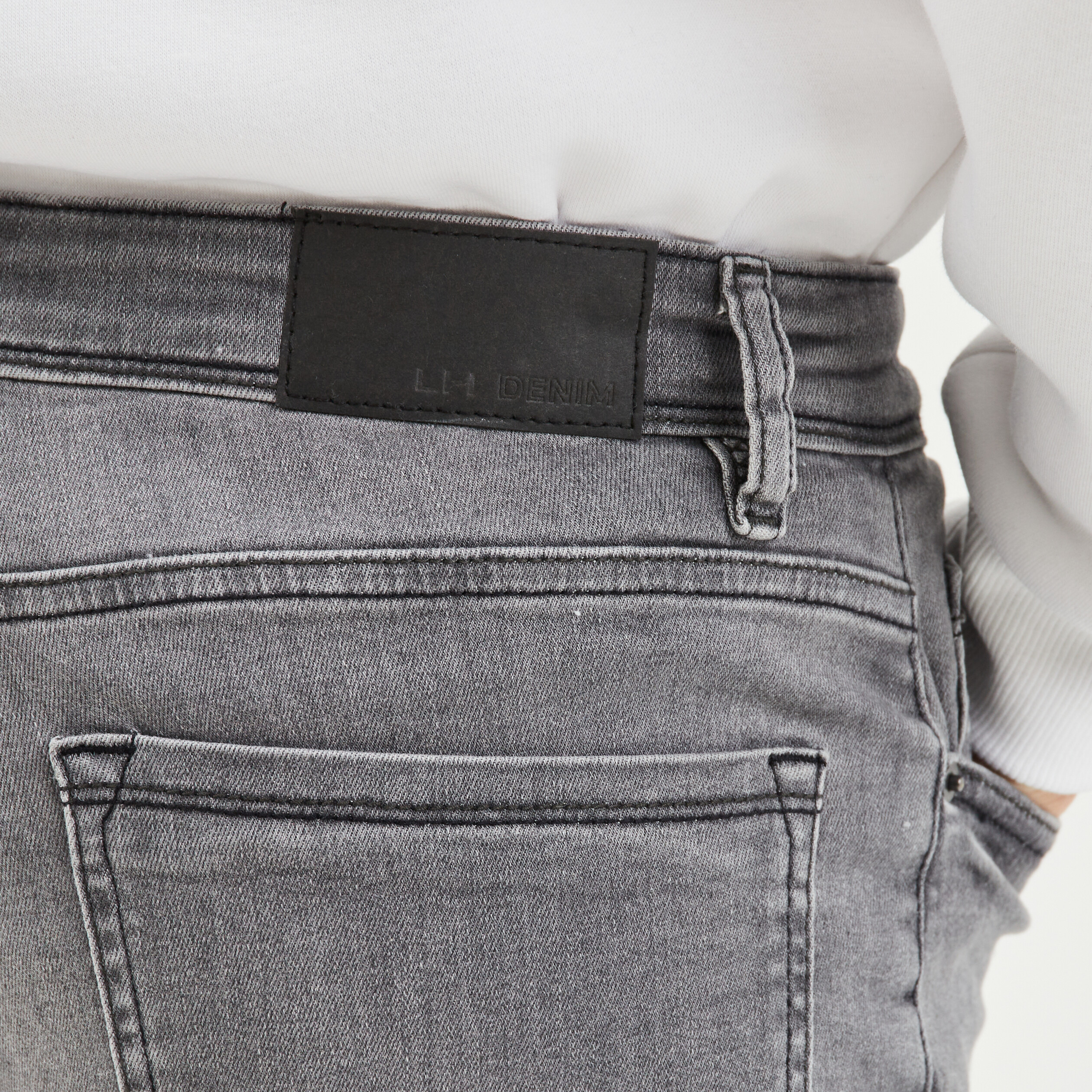 Jeans slim 5 poches denim gris homme