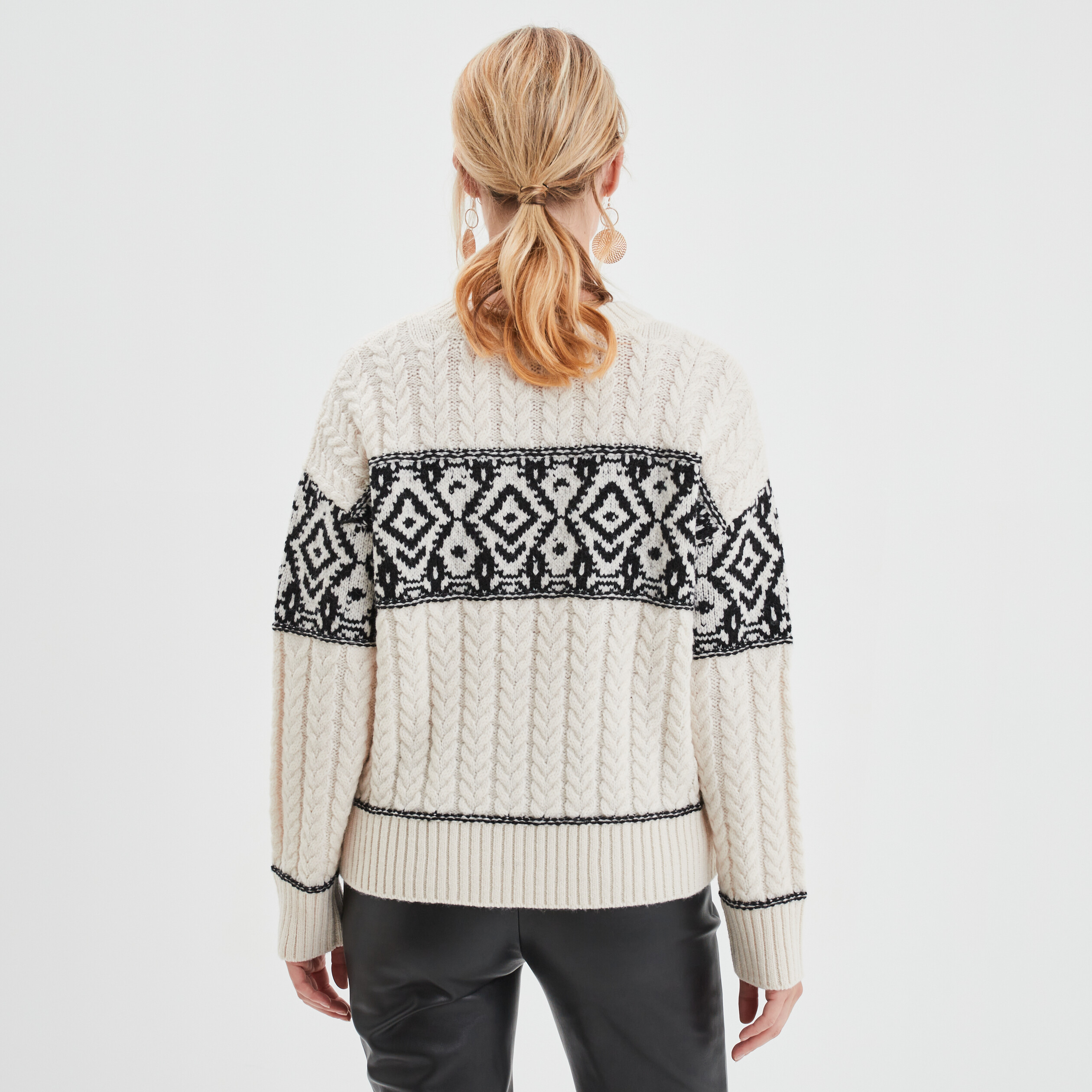Pull avec torsades Liberto ecru femme