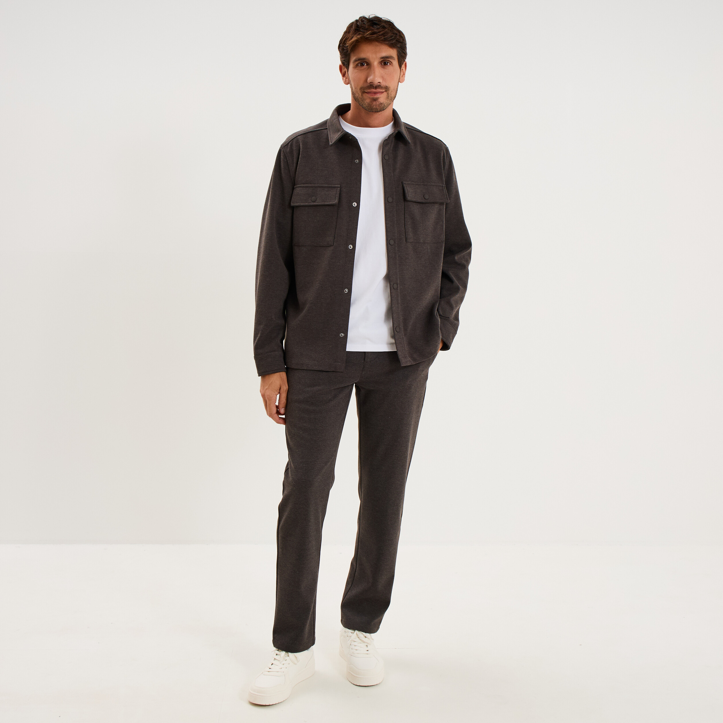 Pantalon chino slim marron chocolat homme