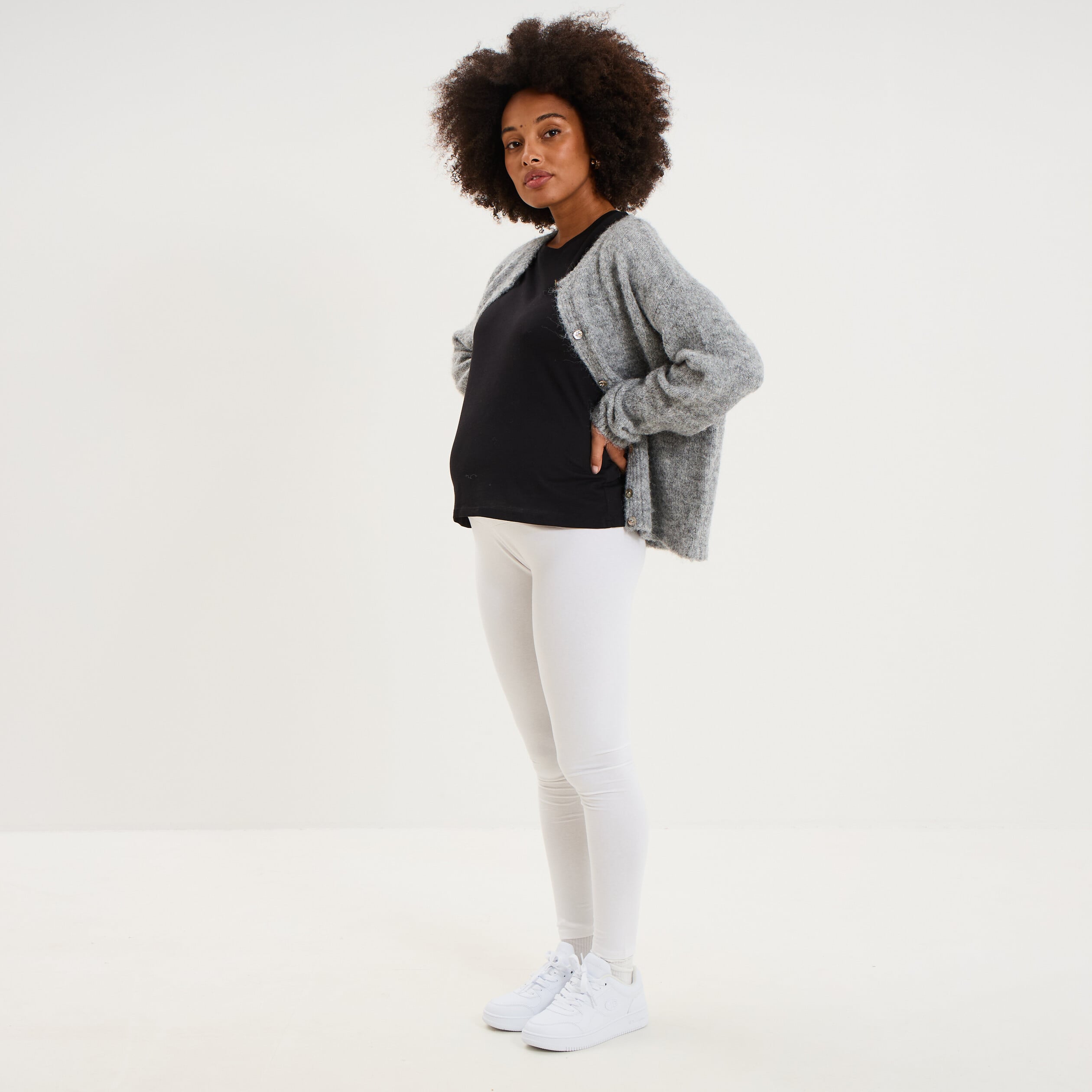 Legging grossesse en coton blanc femme maternit&eacute;