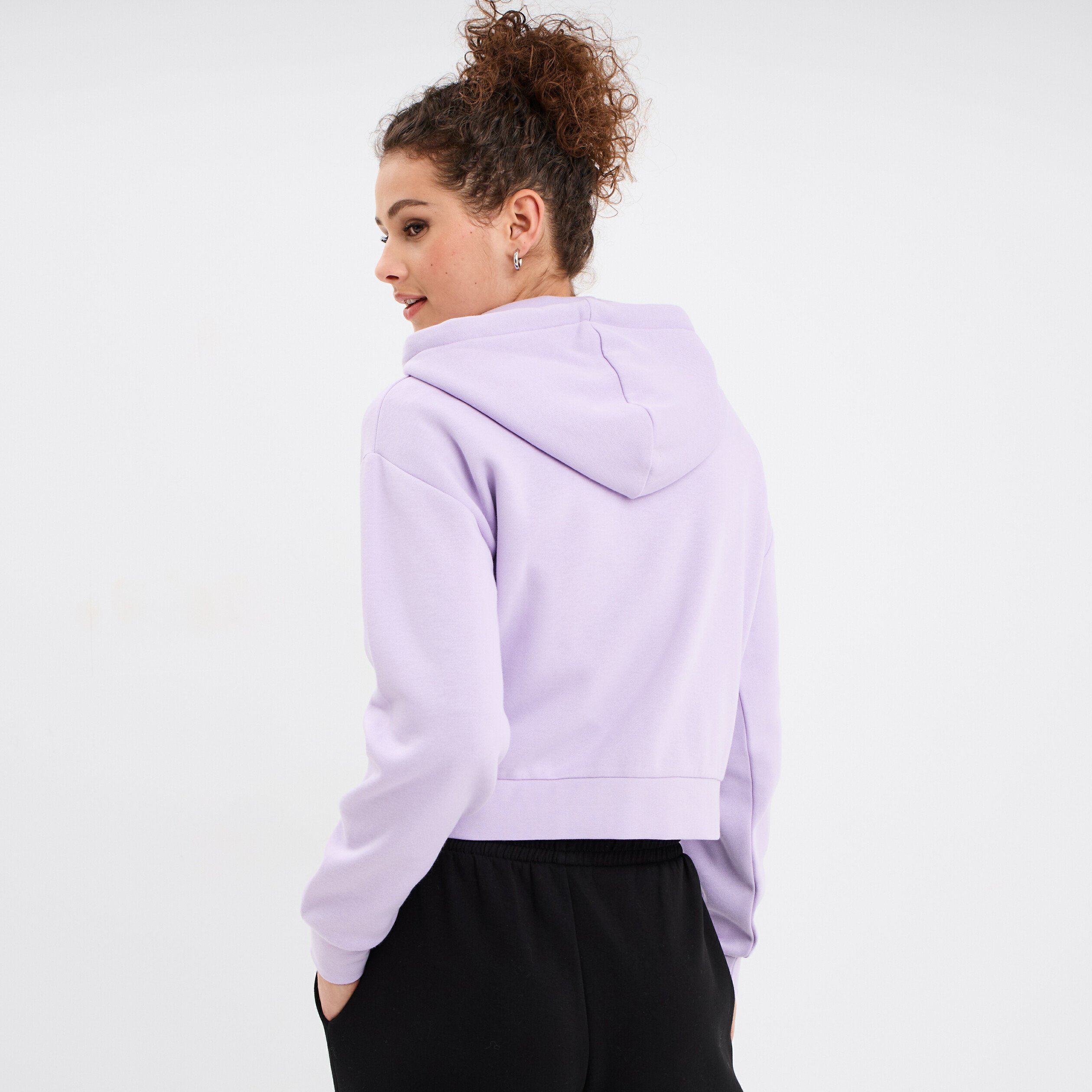 sweat zippe a capuche court violet clair femme Sweat zippé à capuche court violet clair femme