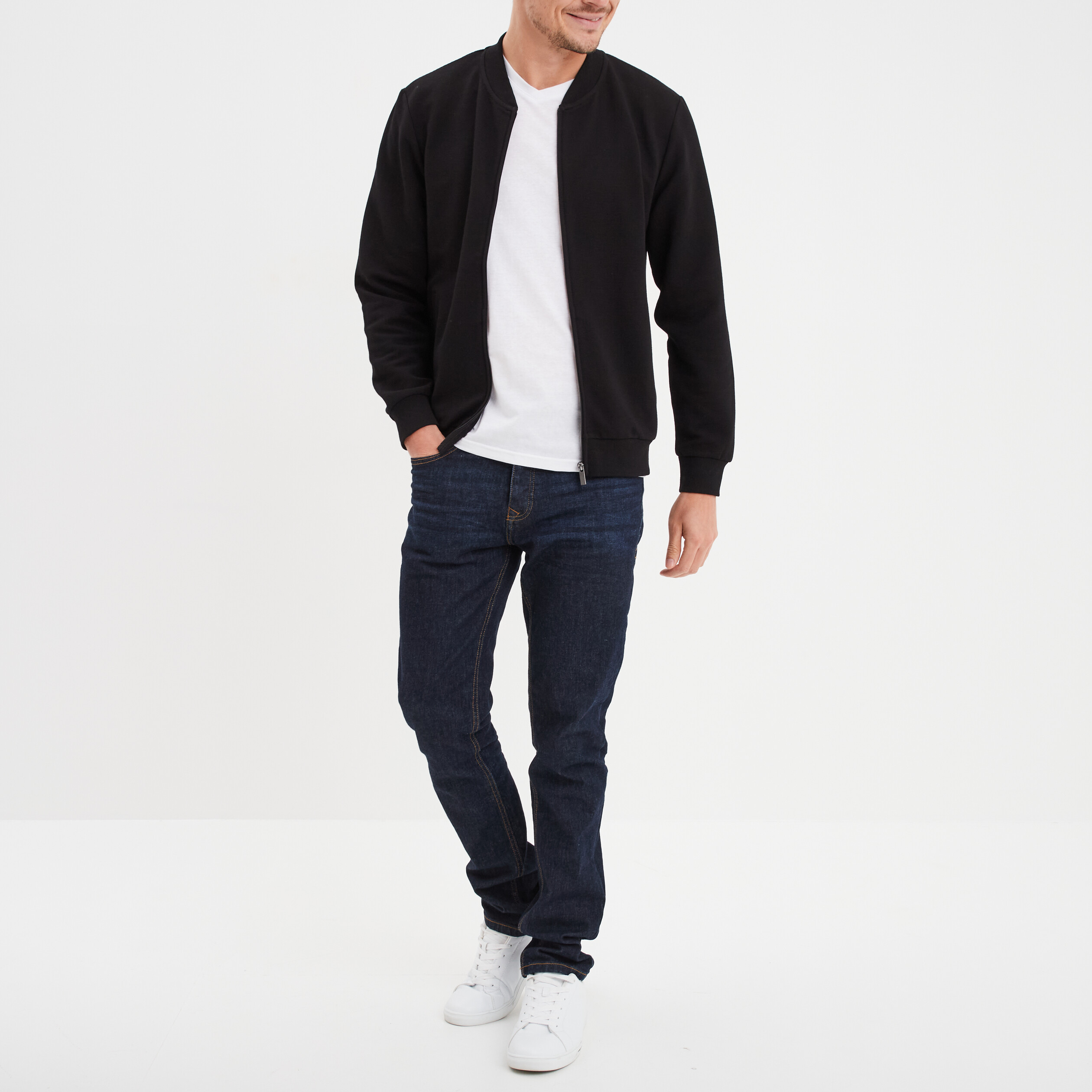 t shirt manches courtes coton col v blanc homme T-shirt manches courtes coton col V blanc homme