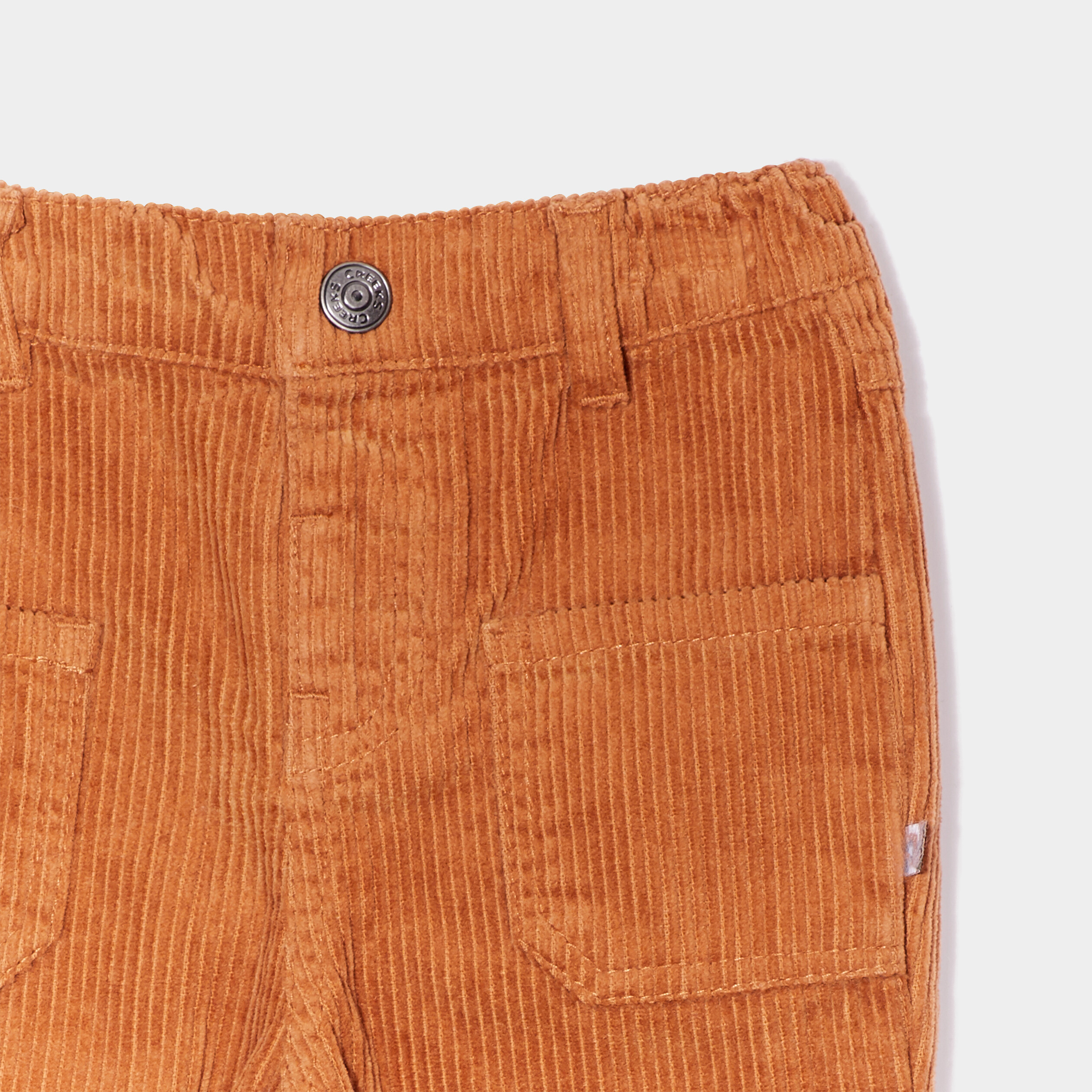 Pantalon droit velours côtelé marron cognac bébé garçon