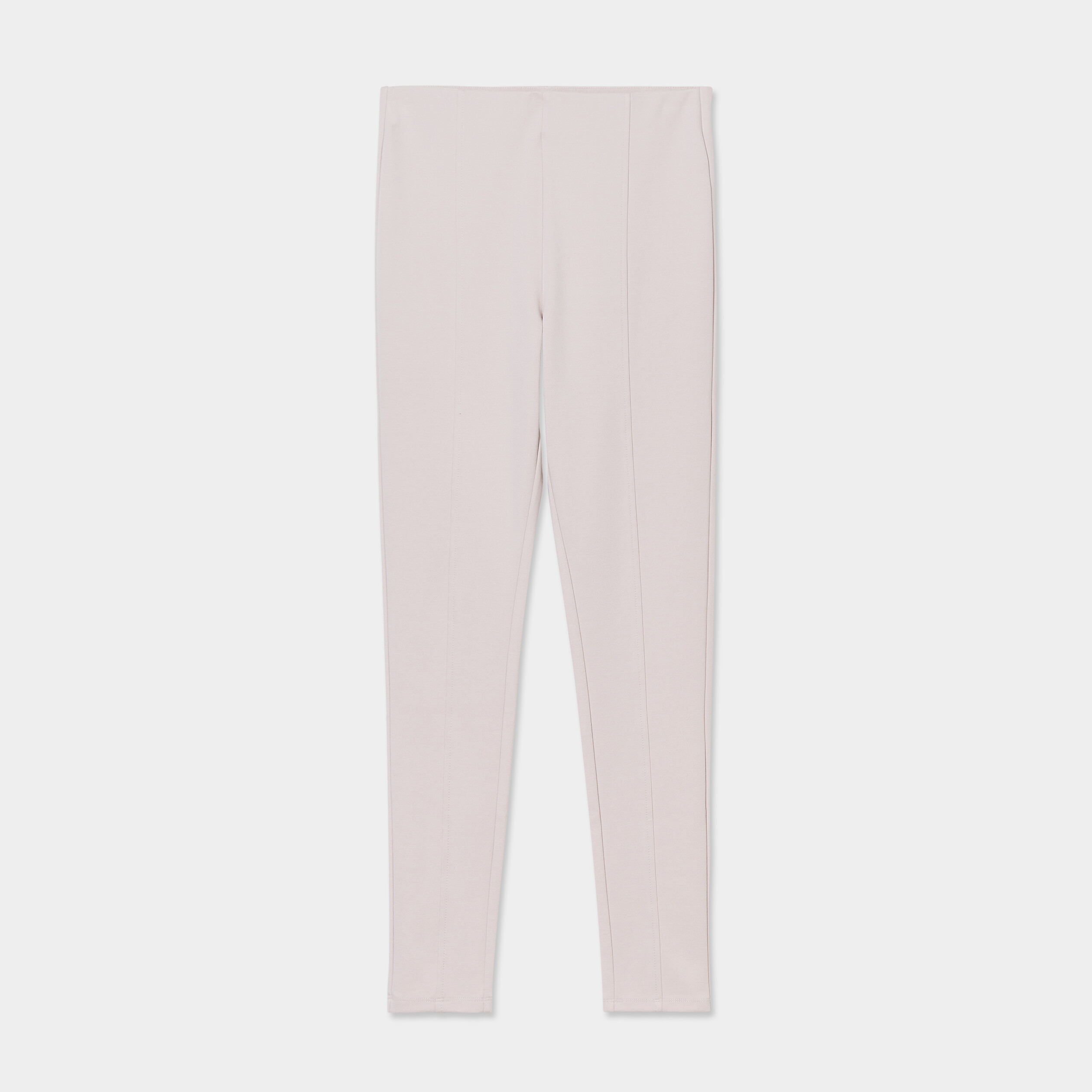Pantalon jegging taille haute elastiquee beige femme