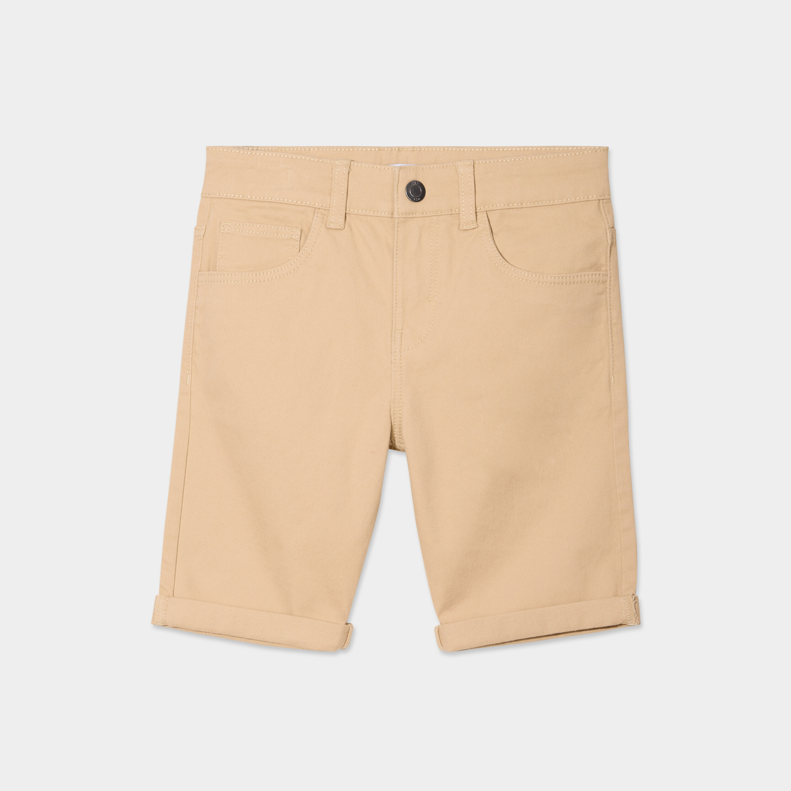 bermuda droit ajuste a ourlets beige garcon Bermuda droit ajusté à ourlets beige garçon