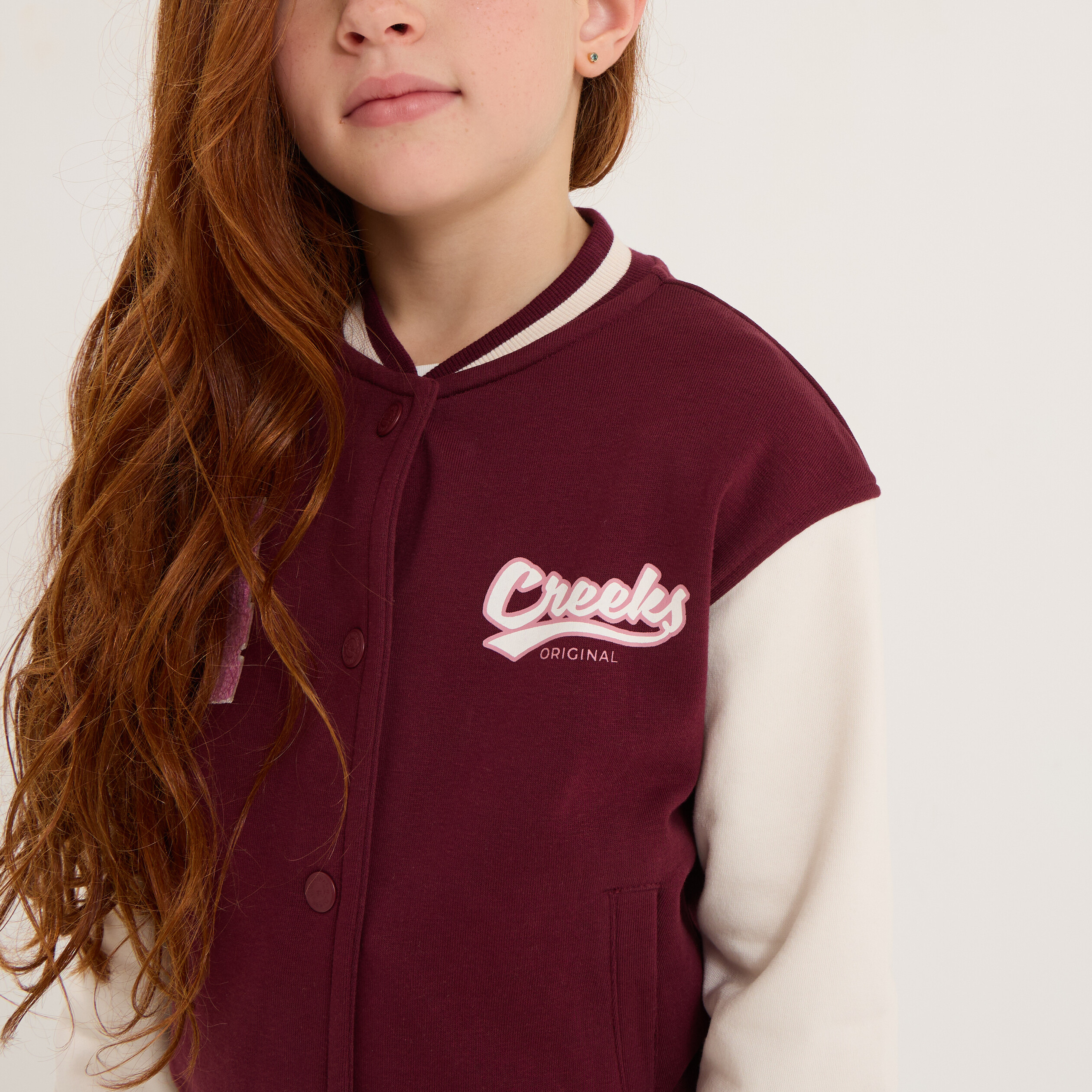 Gilet teddy boutonn&eacute; coton majoritaire bordeaux fille