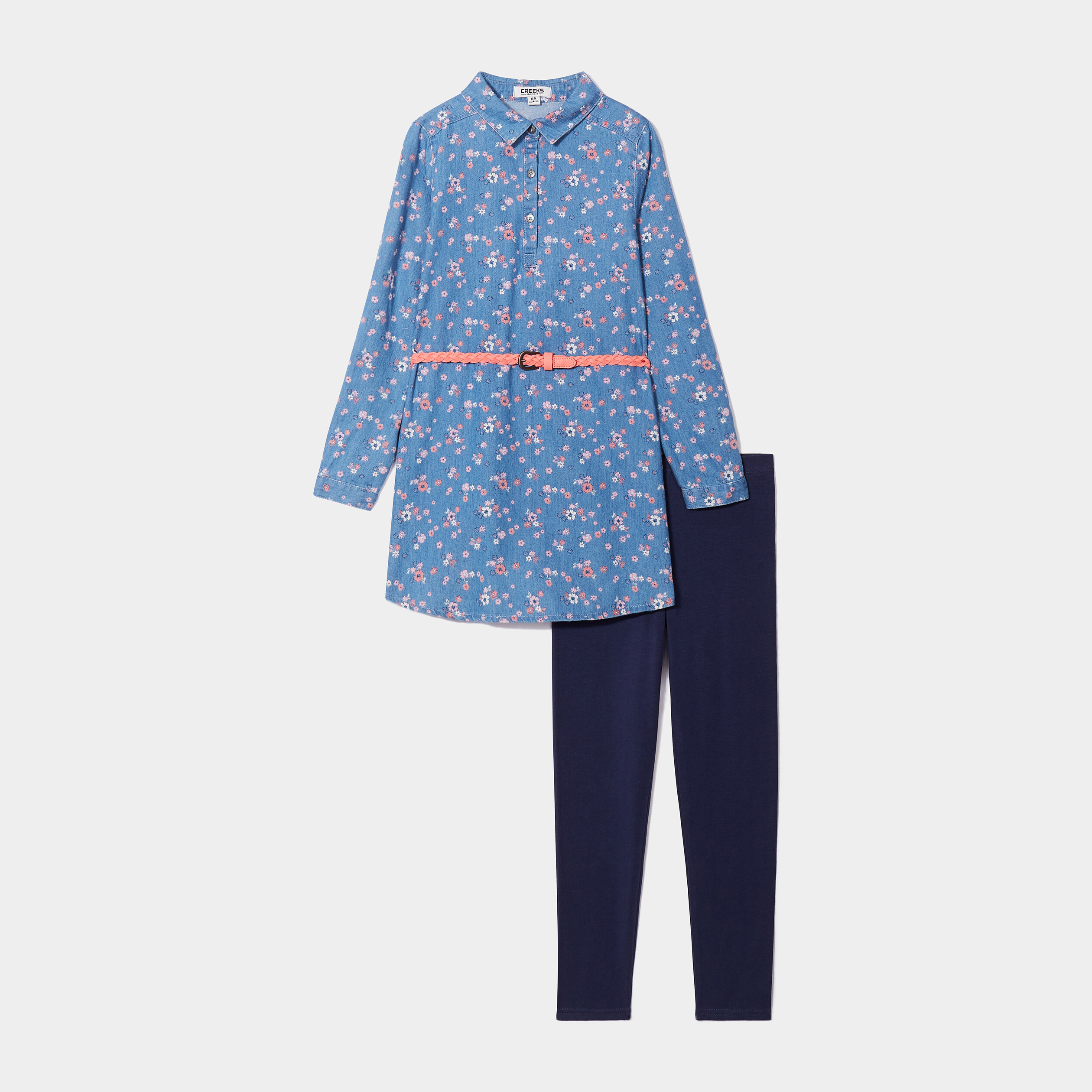 ensemble robe en jean et leggings creeks denim double stone fille Ensemble robe en jean et leggings Creeks denim double stone fille