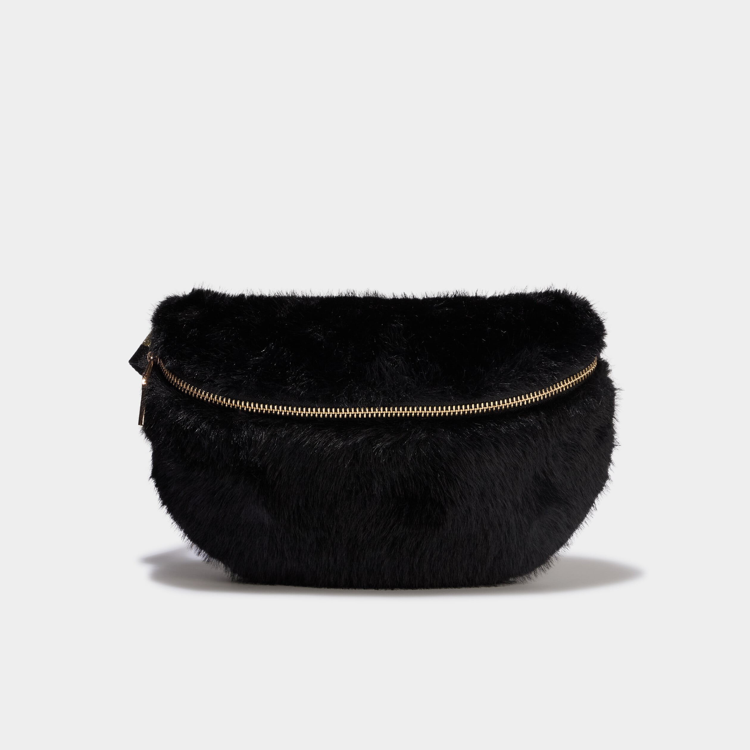 Sac banane fausse fourrure noir femme