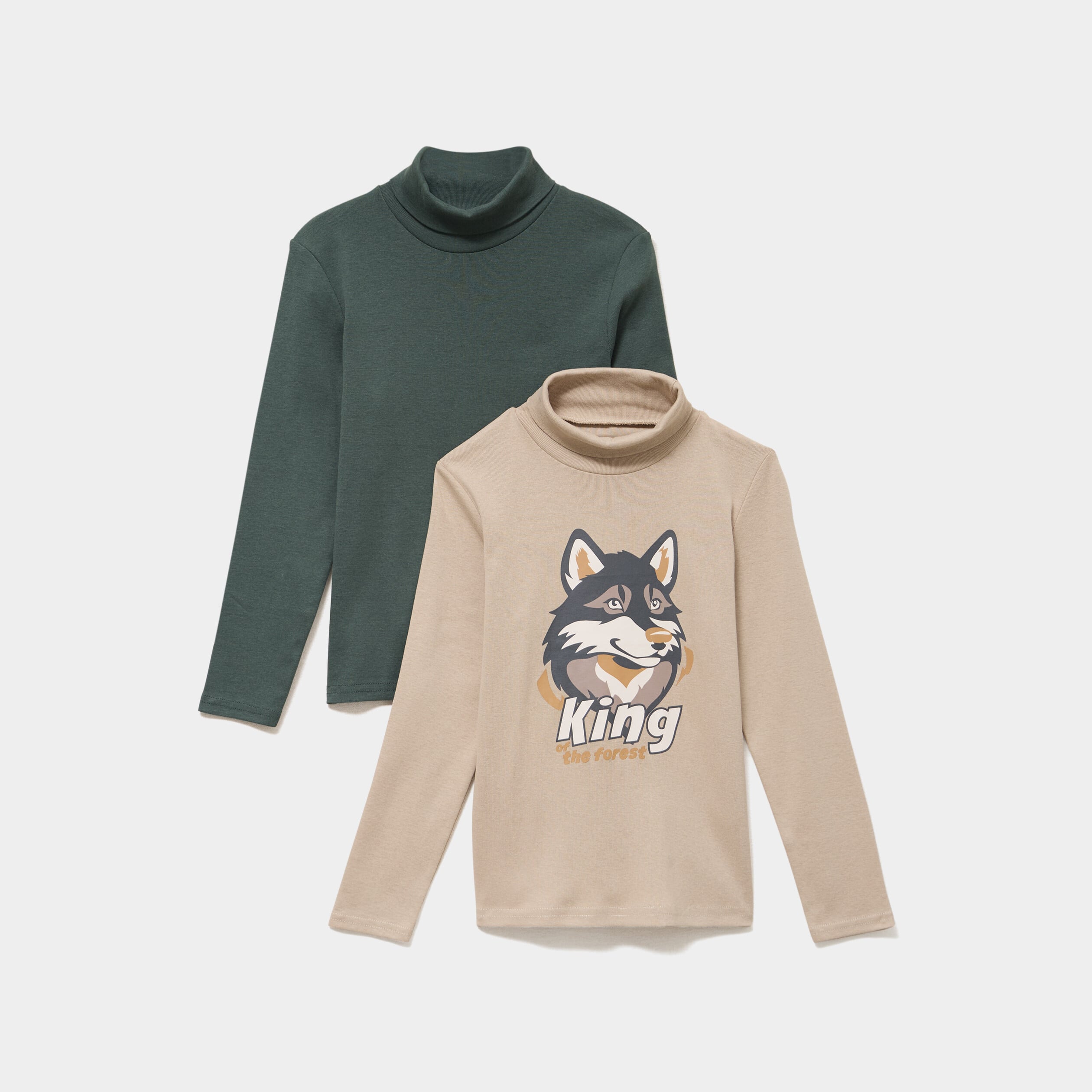 Lot 2 t-shirts col roul&eacute; coton gris fonc&eacute; gar&ccedil;on