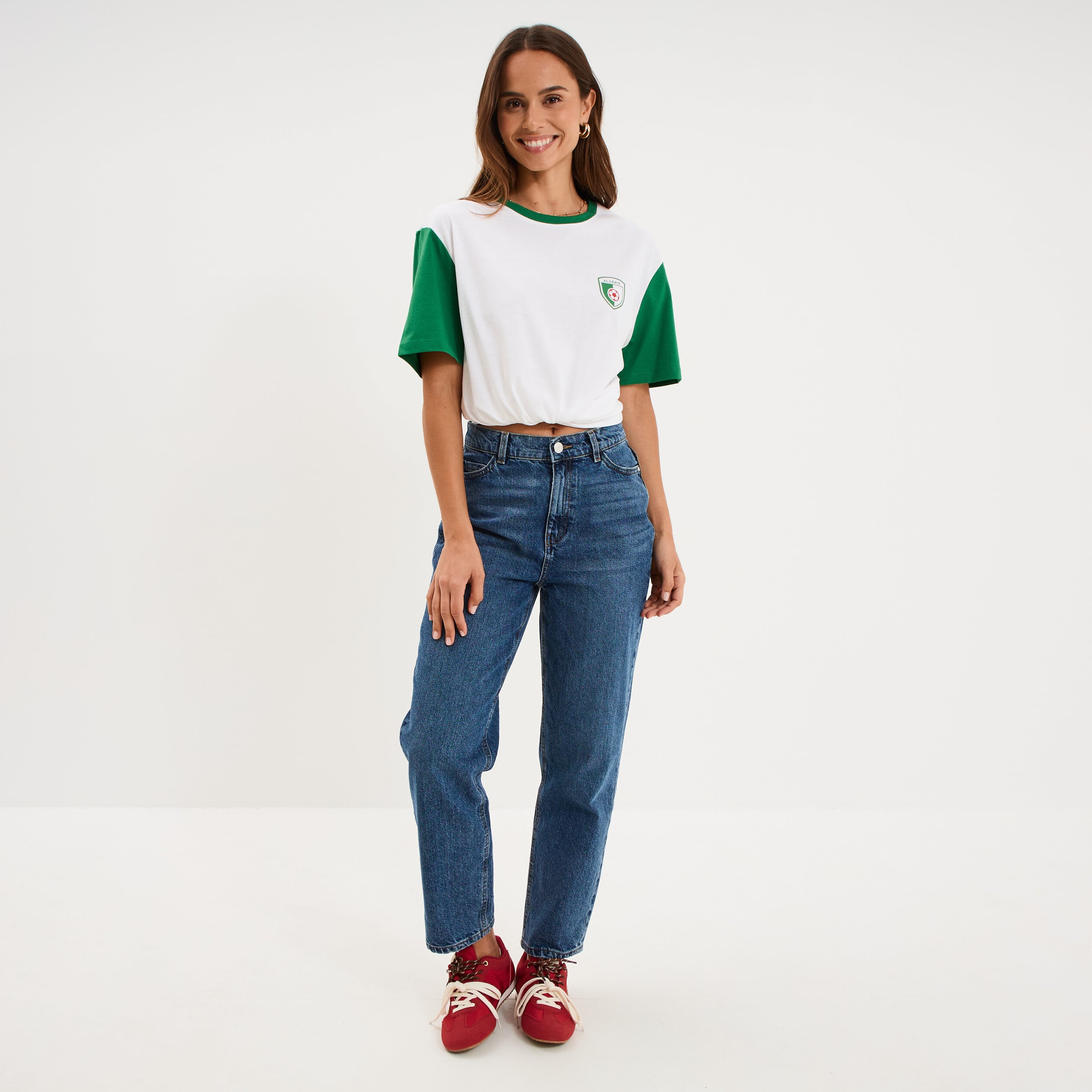 T-shirt maillot de football Alg&eacute;rie blanc mixte