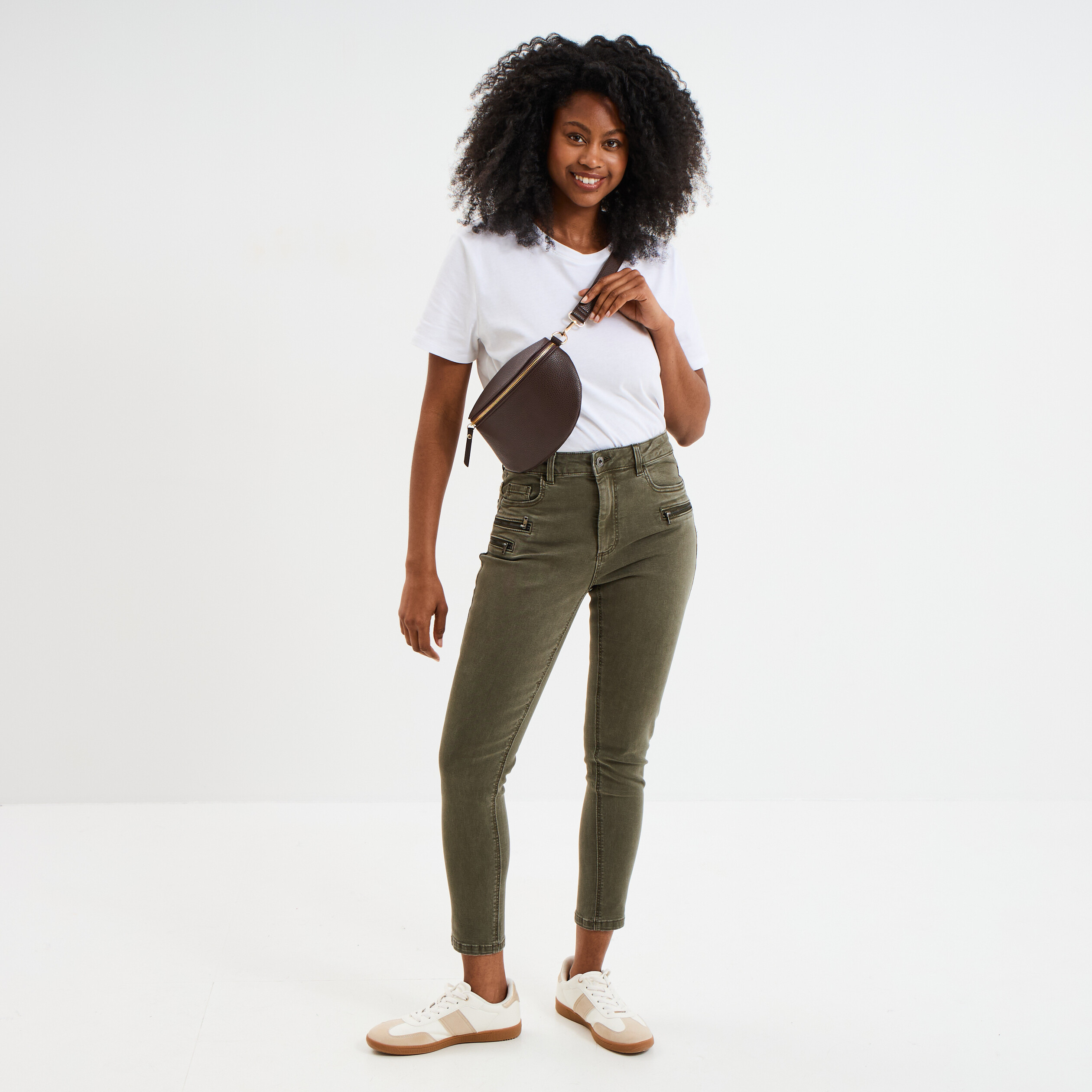 jeans skinny 78eme coton liberto vert kaki femme Jeans skinny 7/8ème coton Liberto vert kaki femme