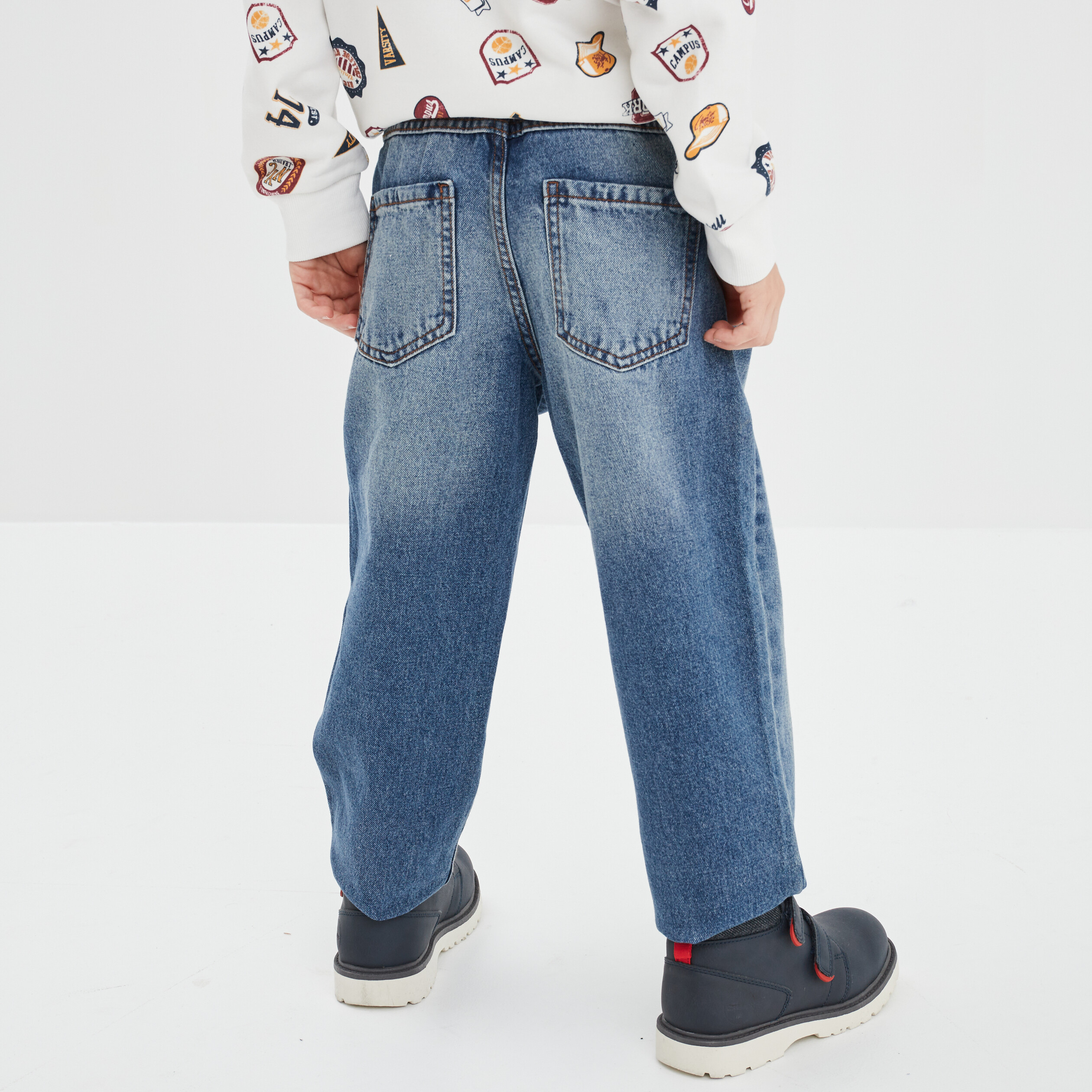jeans regular patchs coton creeks denim double stone garcon Jeans regular patchs coton Creeks denim double stone garçon