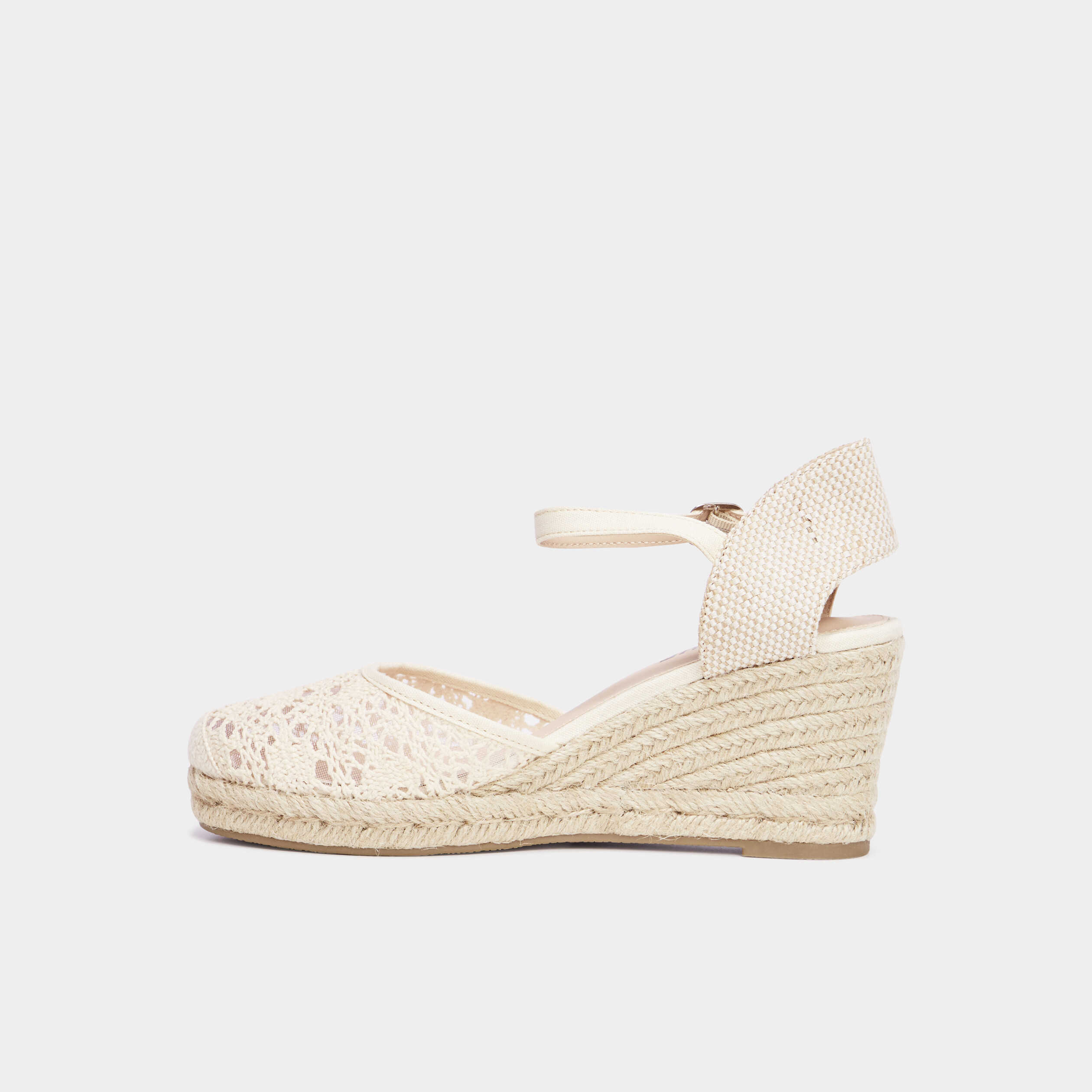 sandales compensees en broderie anglaise blanc femme Sandales compensées en broderie anglaise blanc femme