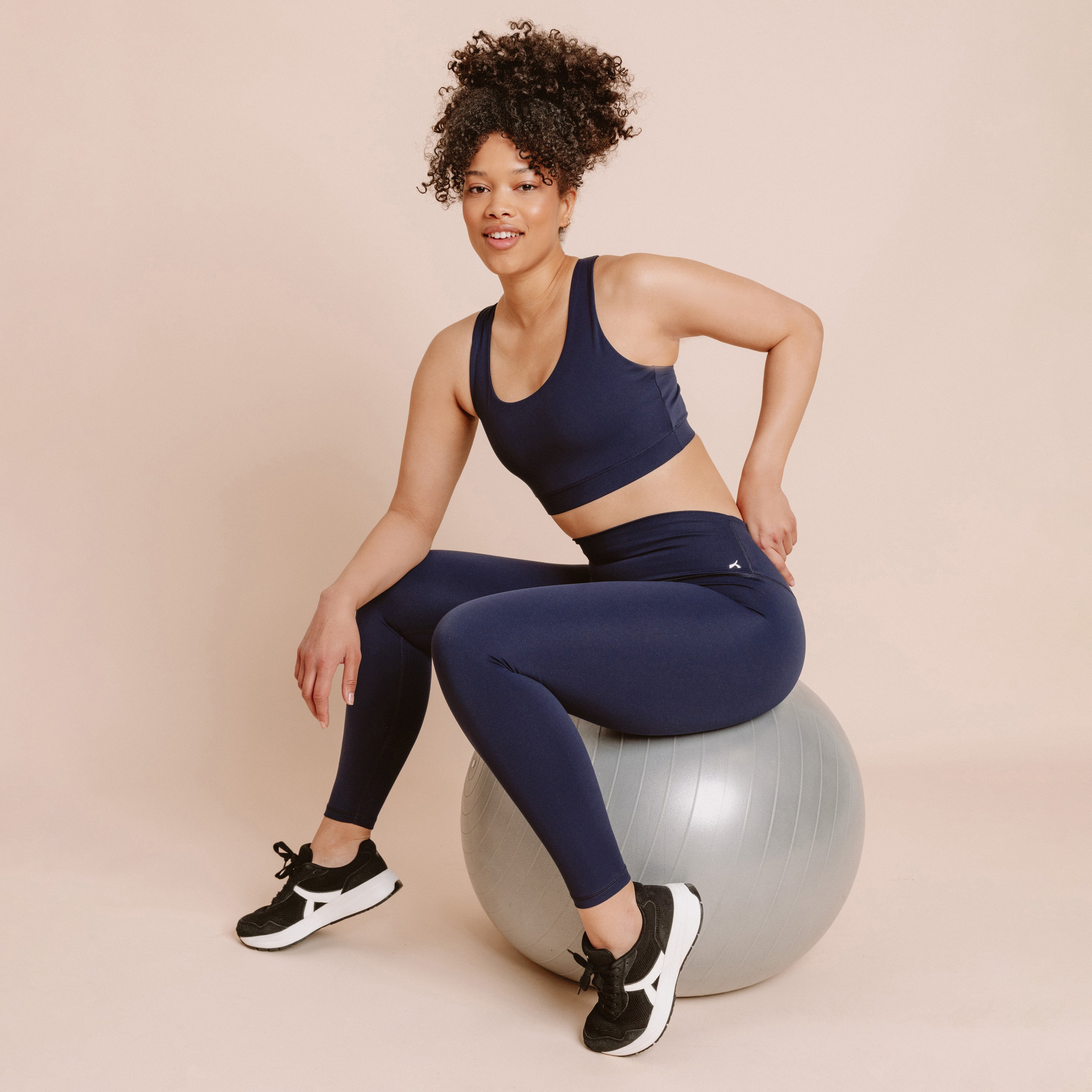 Legging de sport gainant taille haute bleu marine femme