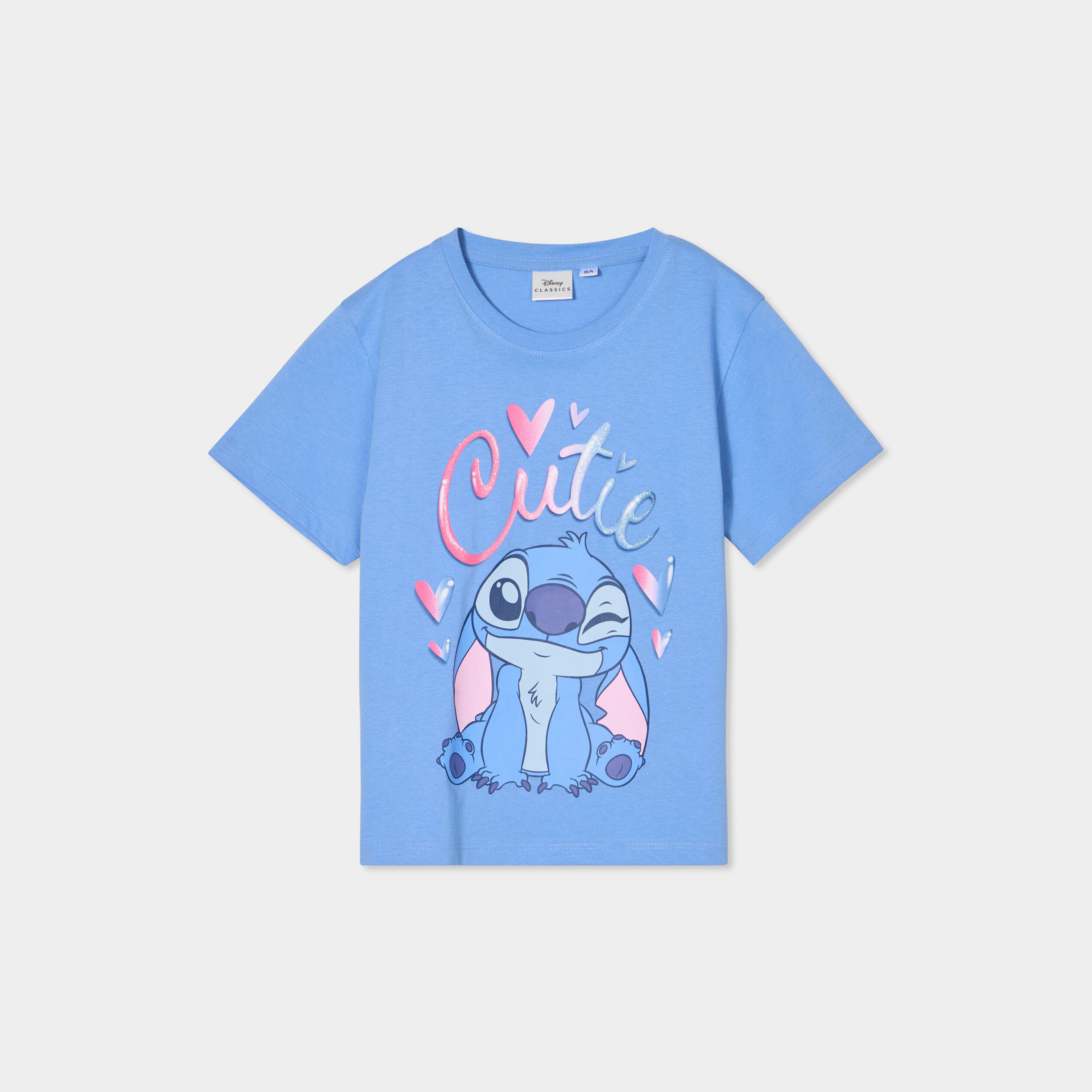 t shirt manches courtes coton stitch bleu fille T-shirt manches courtes coton Stitch bleu fille