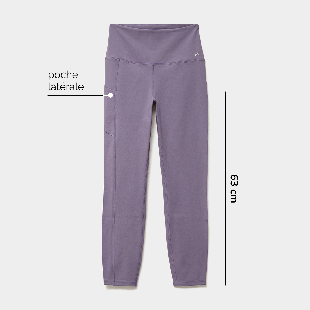 Legging de sport taille haute violet femme