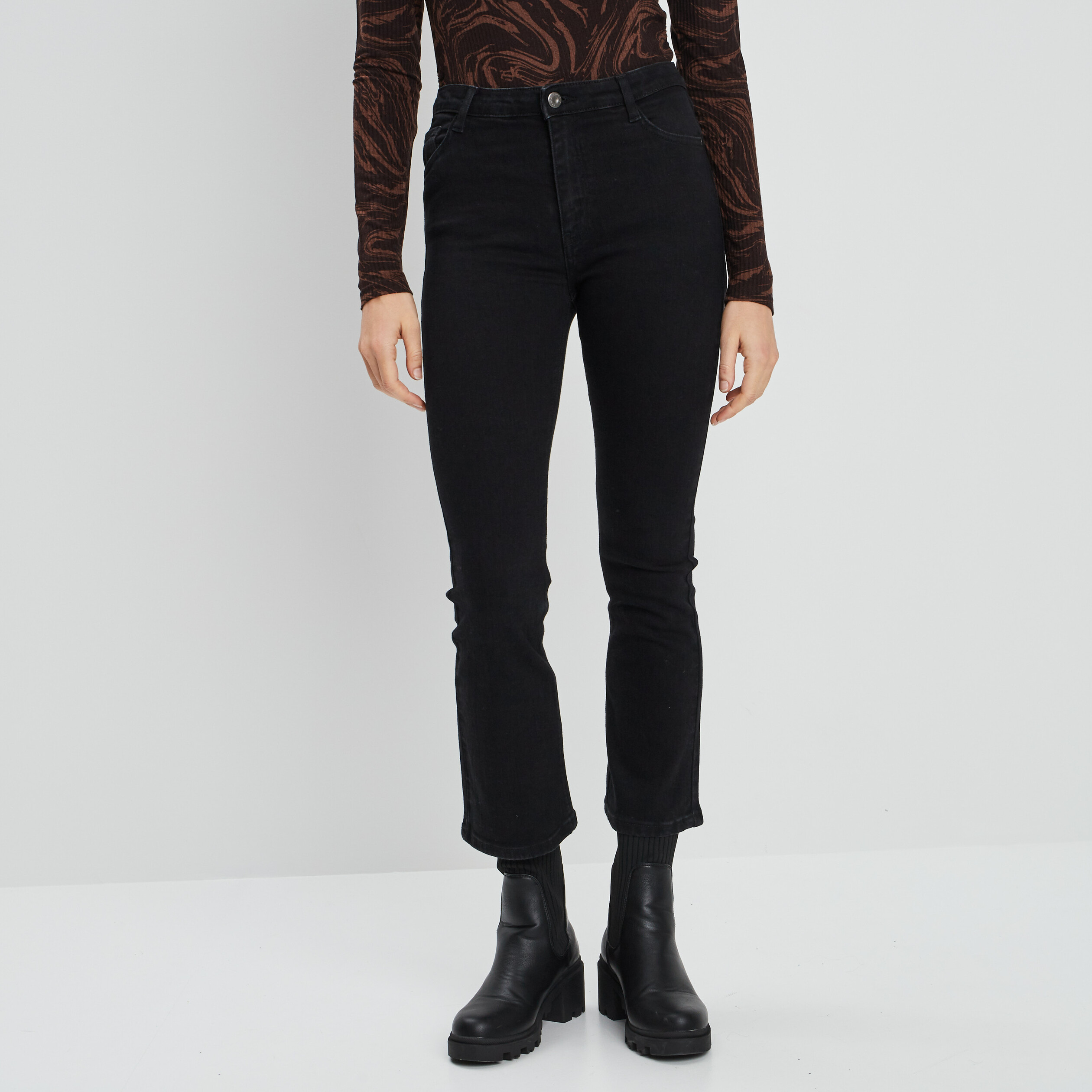 jeans flare 78eme denim noir femme Jeans flare 7/8ème denim noir femme