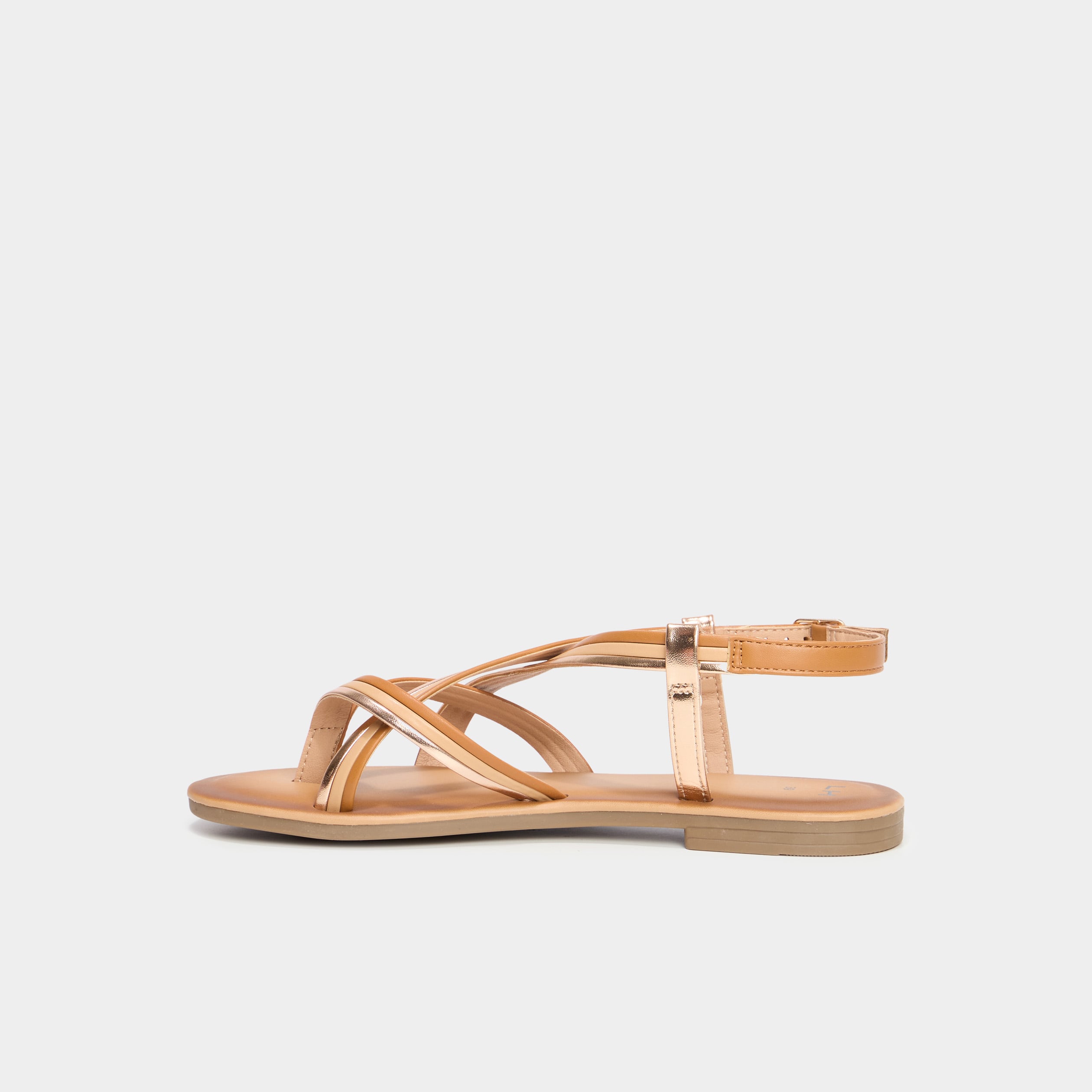 Sandales plates multibrides multicolore femme